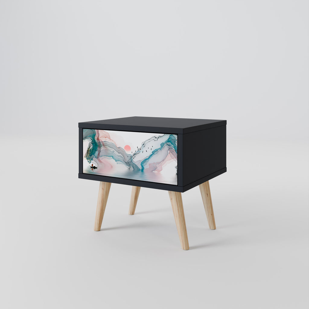 VELVET CROSSING Nightstand in Black Finish