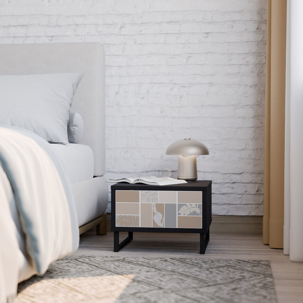 TROPICAL SHAPES Nightstand in Black Finish