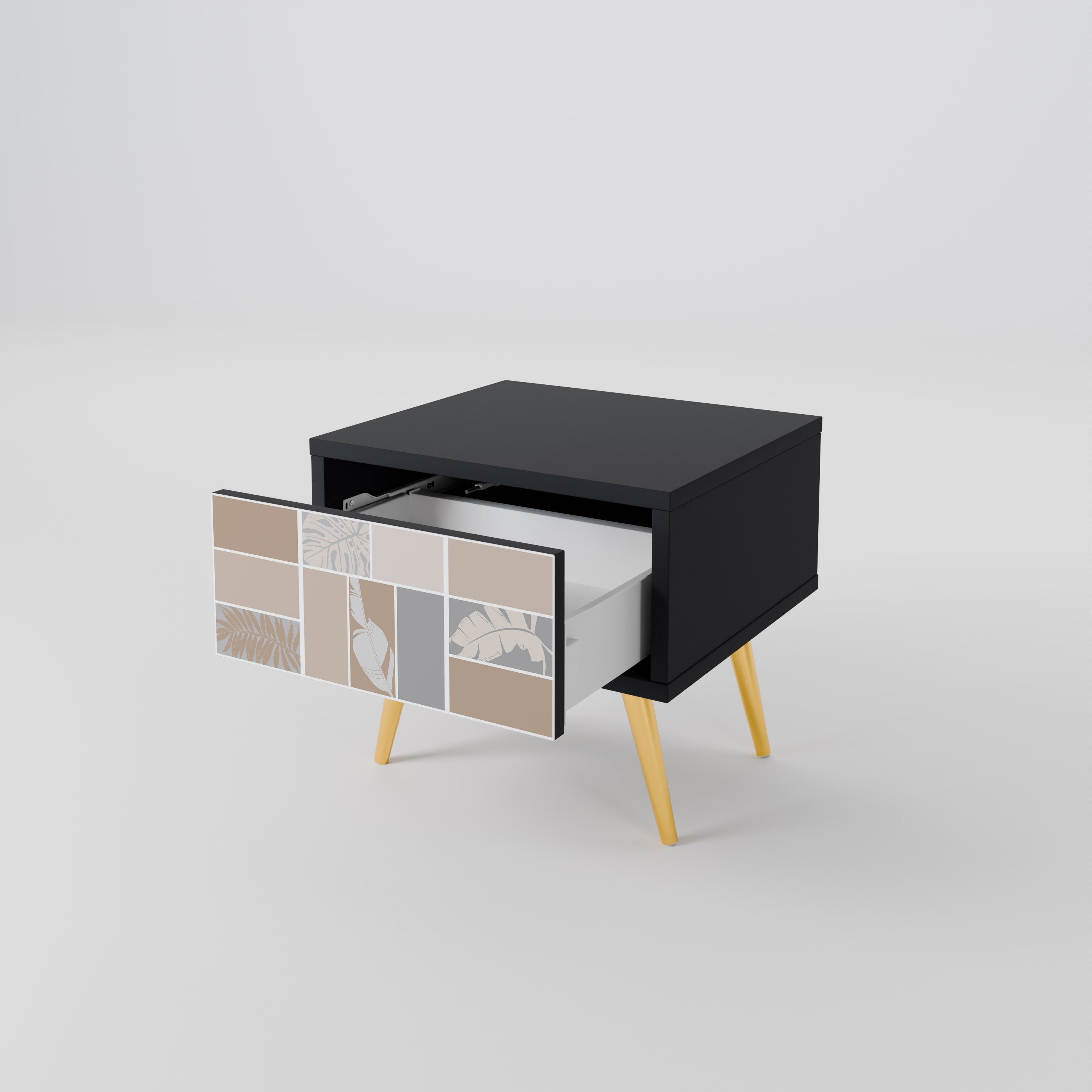 TROPICAL SHAPES Nightstand in Black Finish