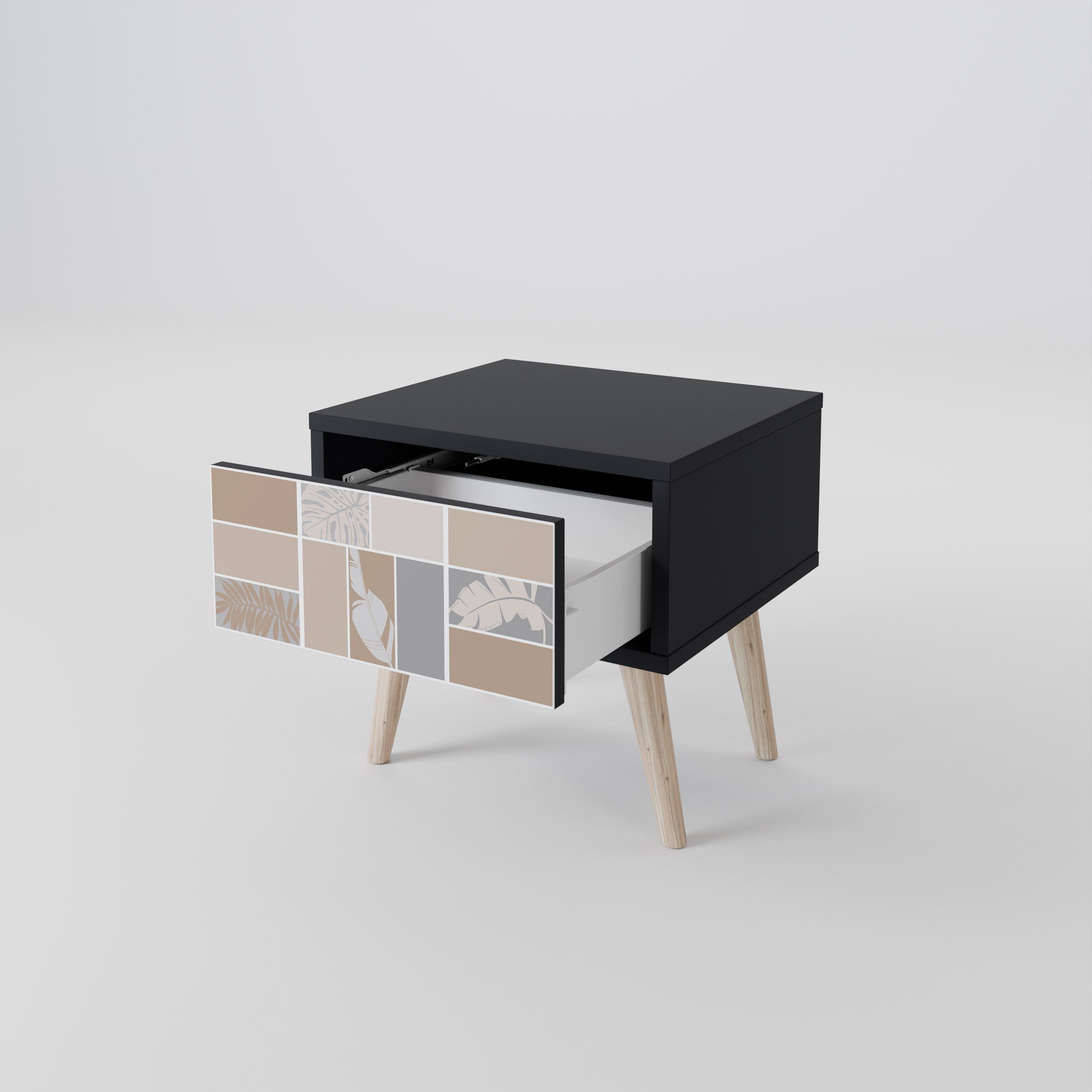 TROPICAL SHAPES Nightstand in Black Finish