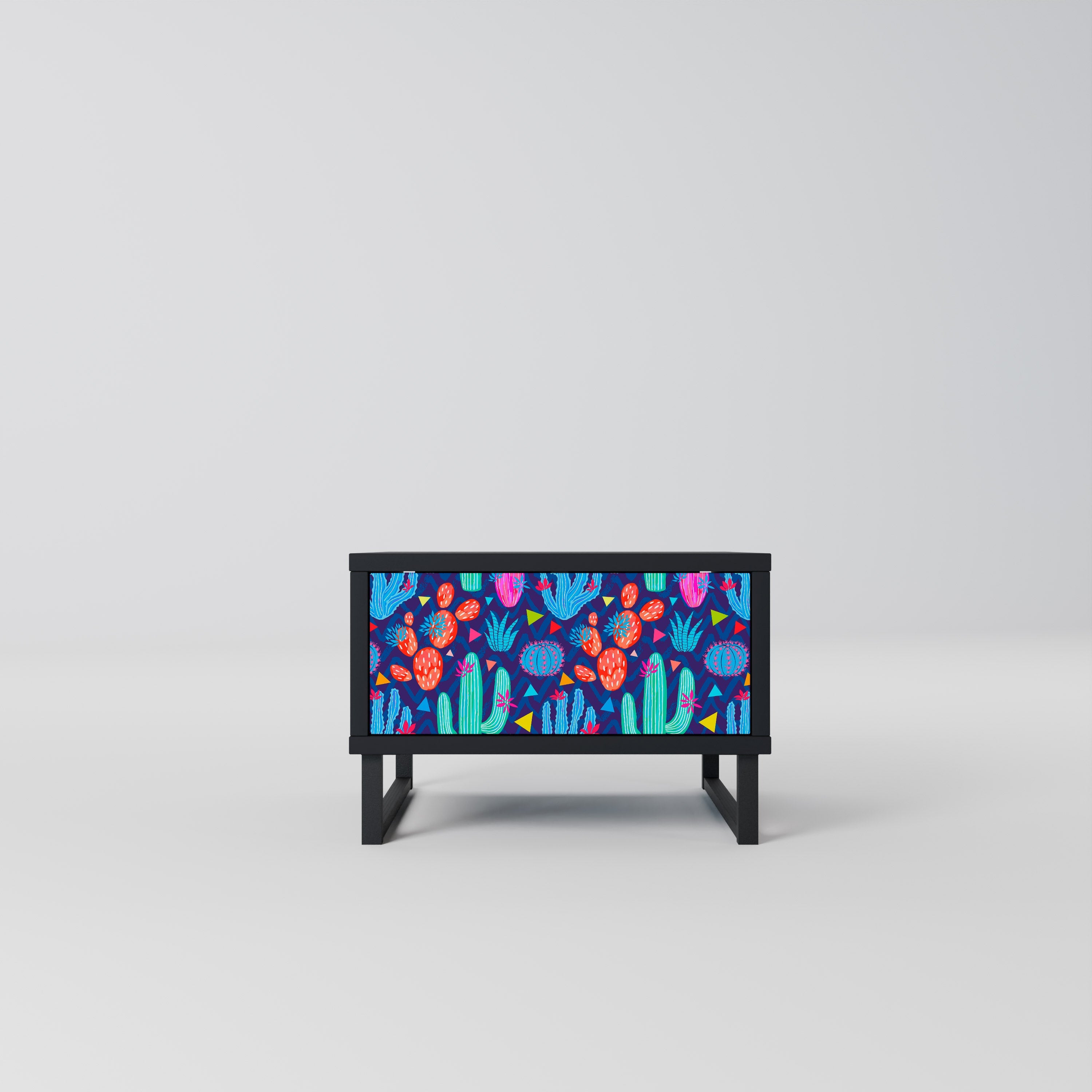 CACTUS VIBES Nightstand in Black Finish
