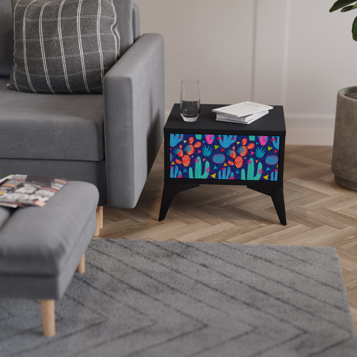 CACTUS VIBES Κομοδίνο με συρτάρι