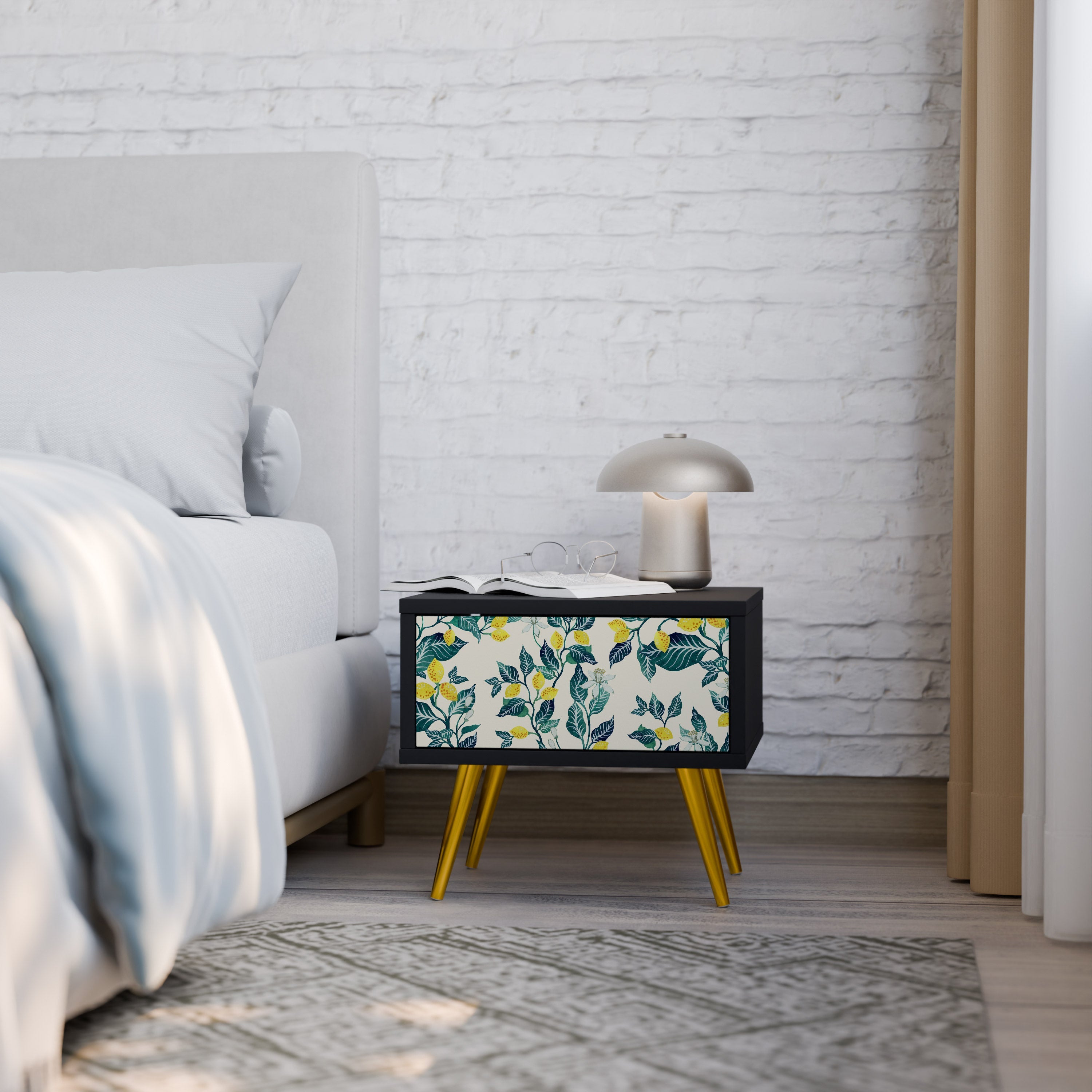 LEMON TREE Nightstand in Black Finish
