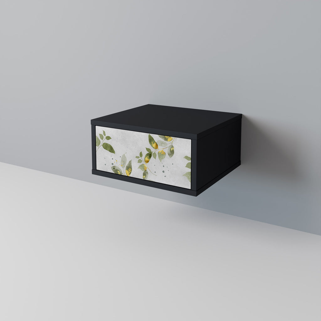 Κομοδίνο ELEGANT BOTANICS σε μαύρο φινίρισμα