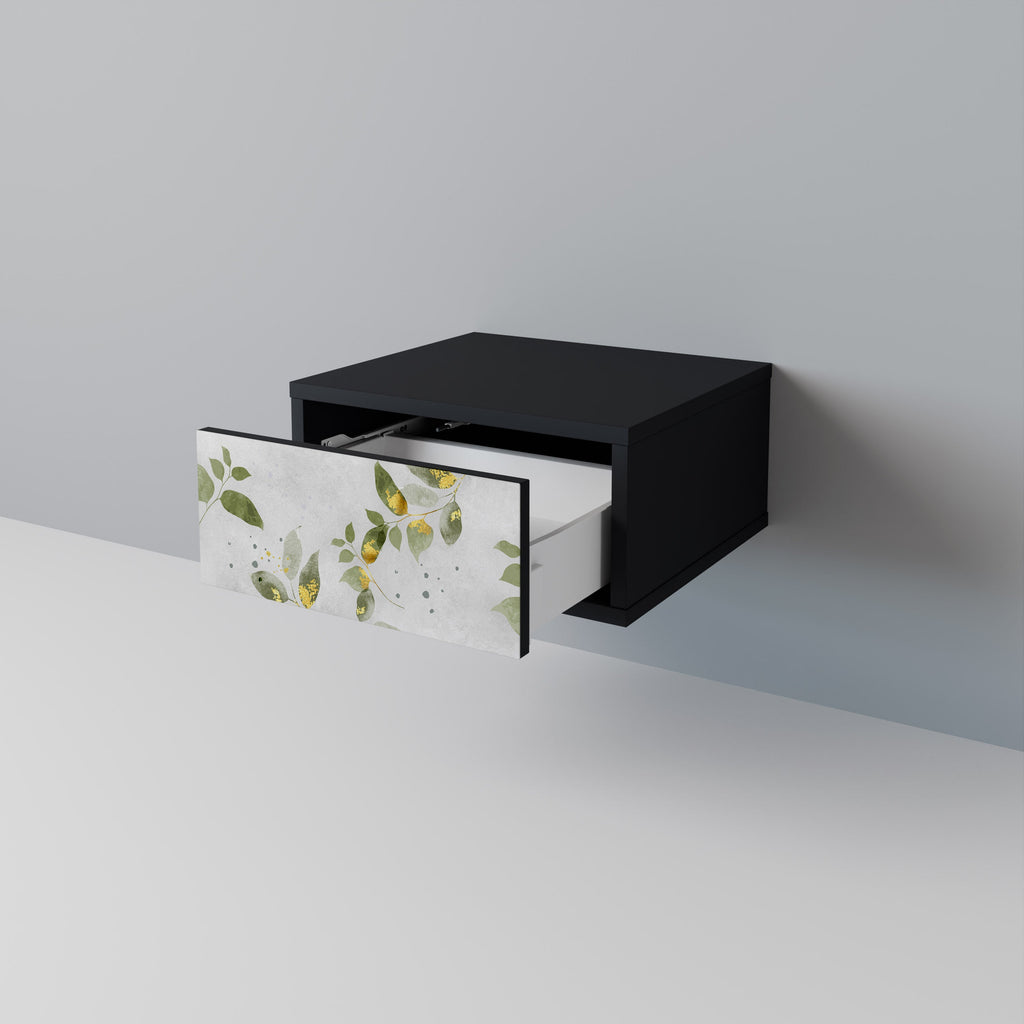 Κομοδίνο ELEGANT BOTANICS σε μαύρο φινίρισμα