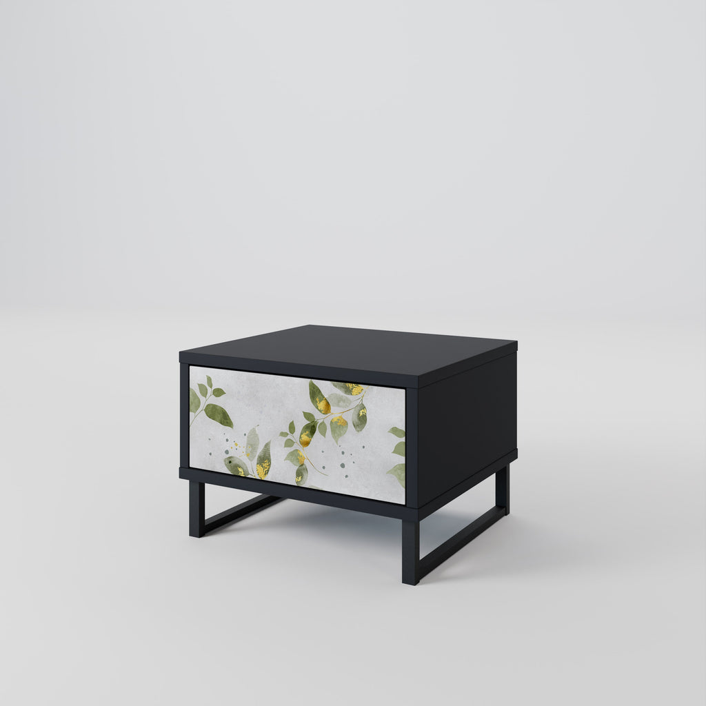 Κομοδίνο ELEGANT BOTANICS σε μαύρο φινίρισμα