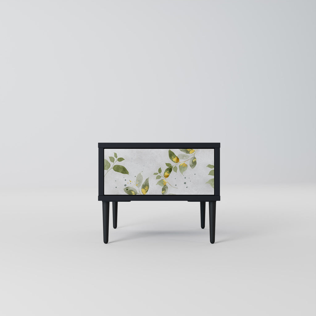 Κομοδίνο ELEGANT BOTANICS σε μαύρο φινίρισμα