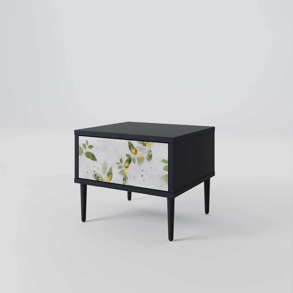 Κομοδίνο ELEGANT BOTANICS σε μαύρο φινίρισμα