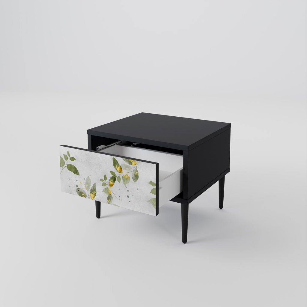 Κομοδίνο ELEGANT BOTANICS σε μαύρο φινίρισμα
