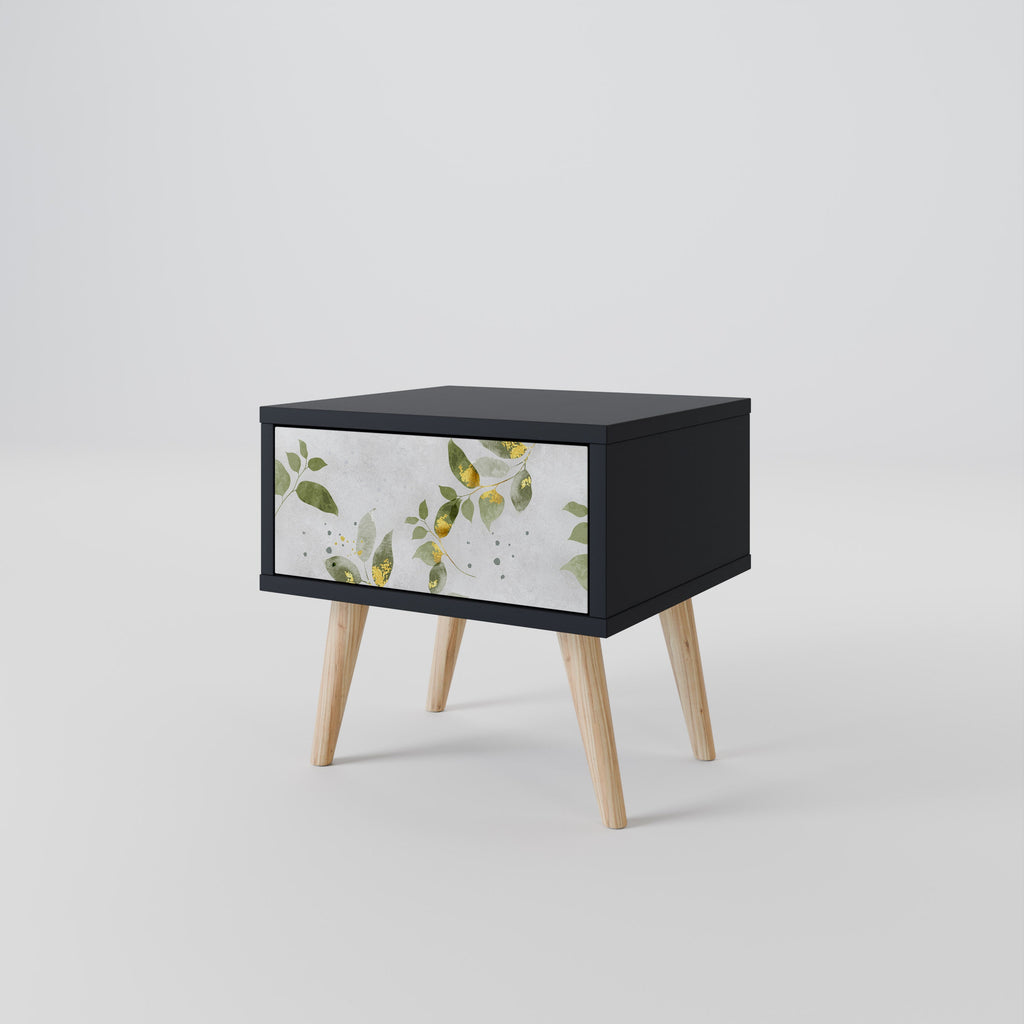 Κομοδίνο ELEGANT BOTANICS σε μαύρο φινίρισμα