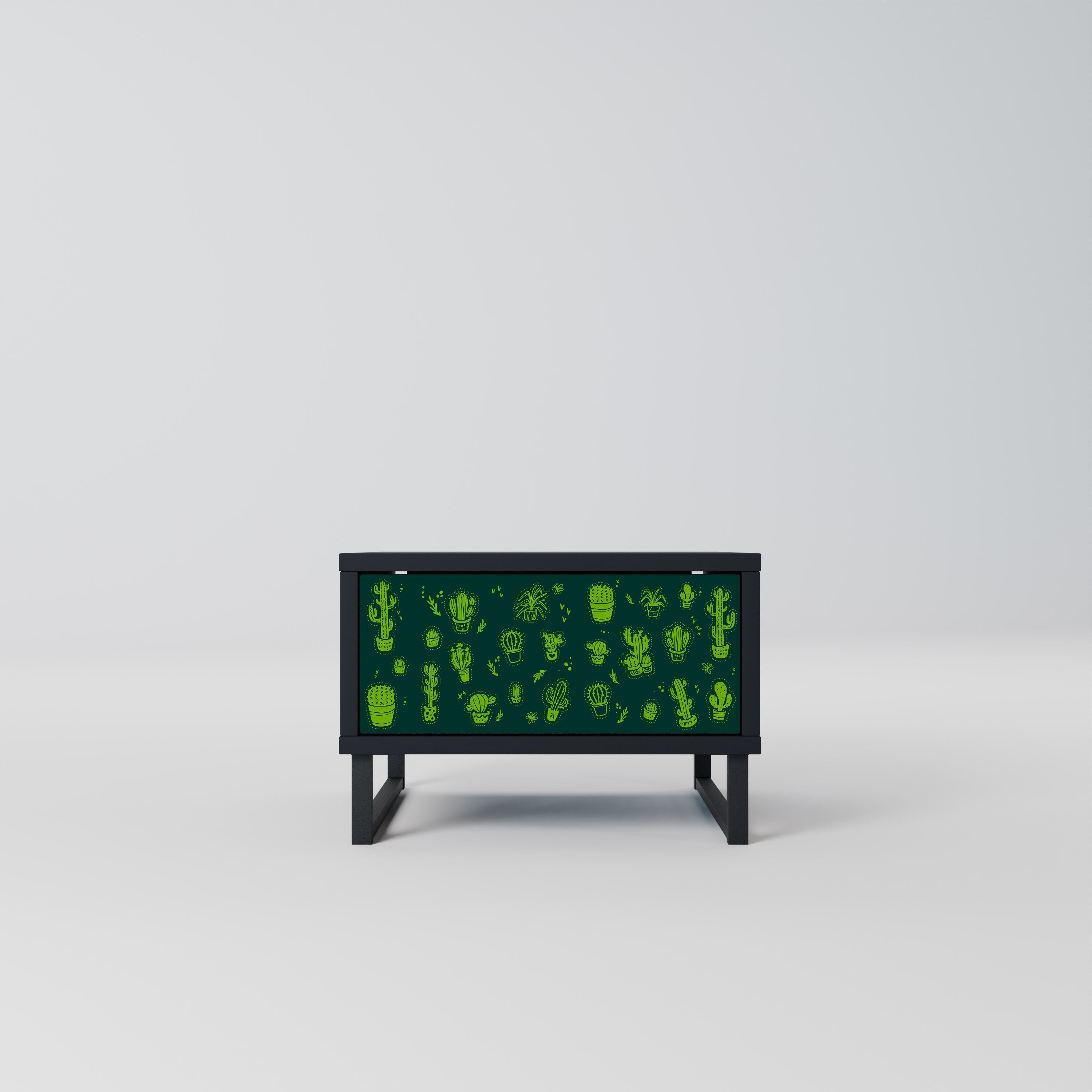 DESERT GREEN Nightstand in Black Finish