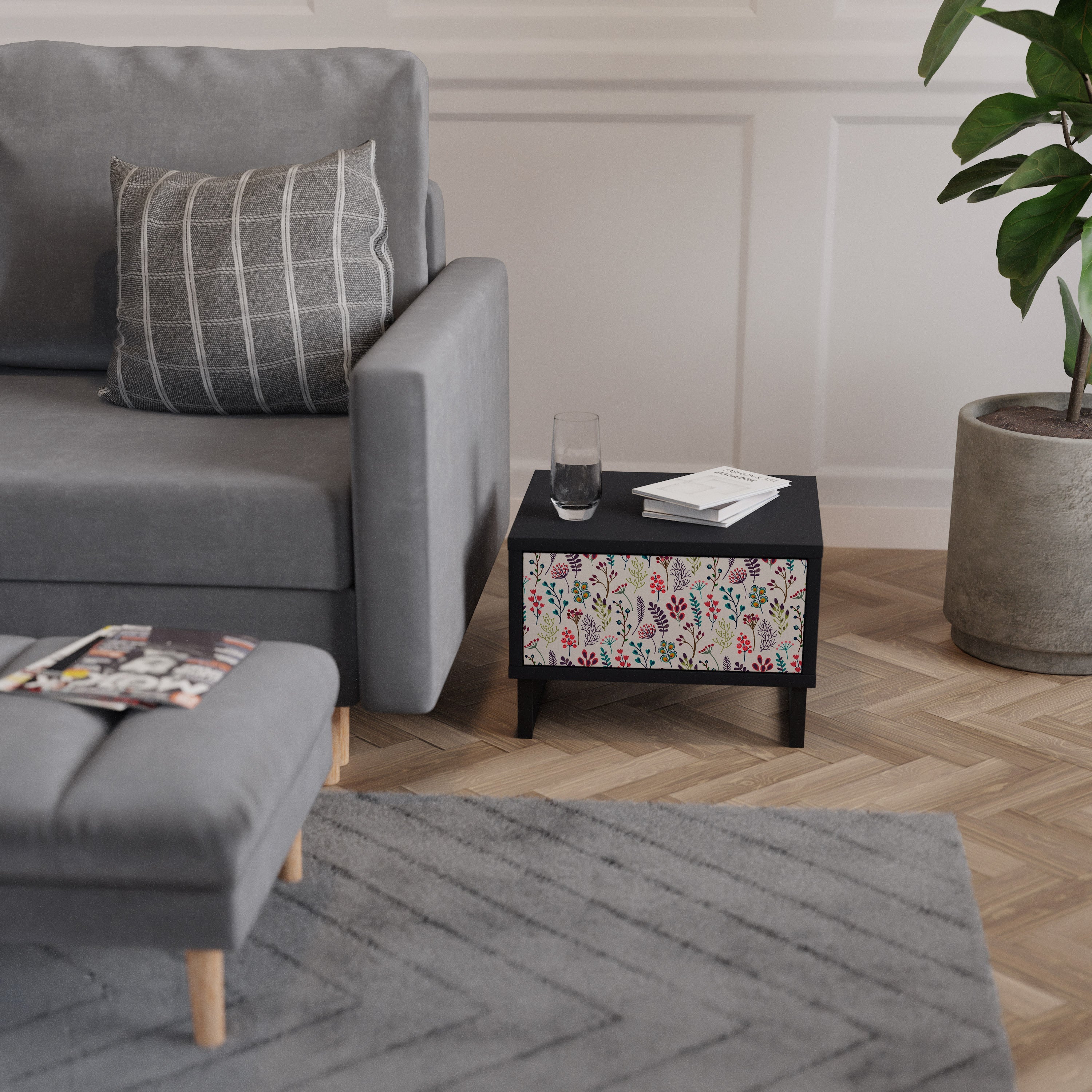 AUTUMN SUNDRIES Nightstand in Black Finish