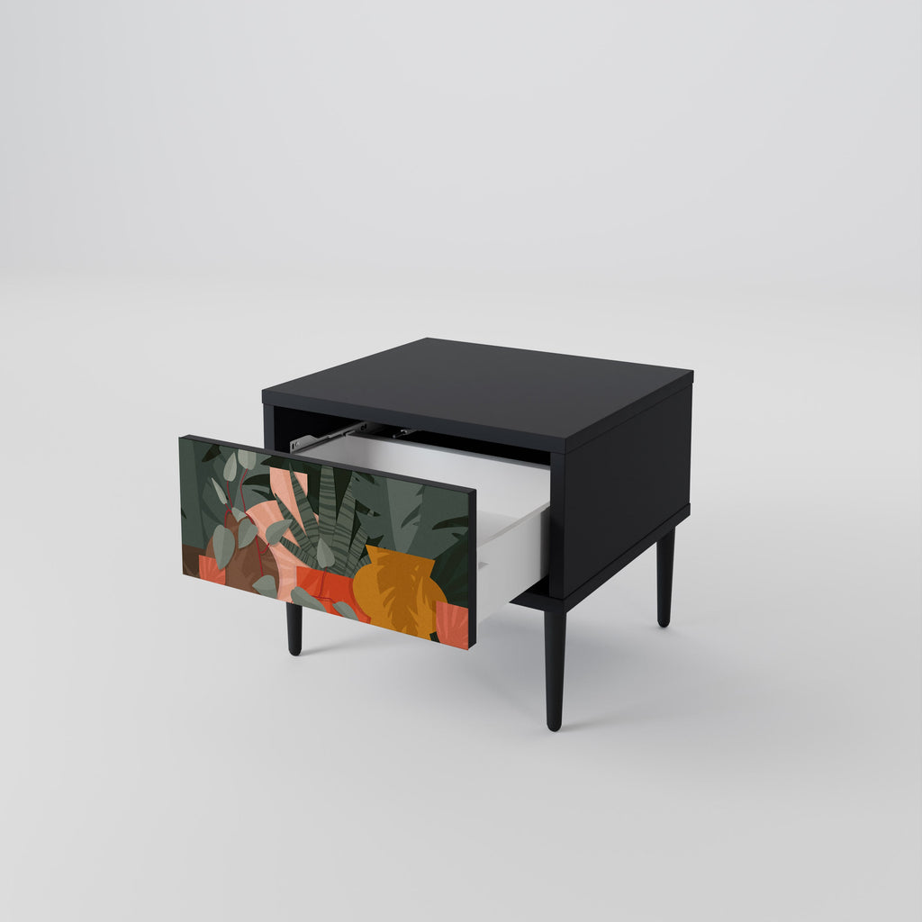 TROPICAL COMPOSITION Nightstand in Black Finish