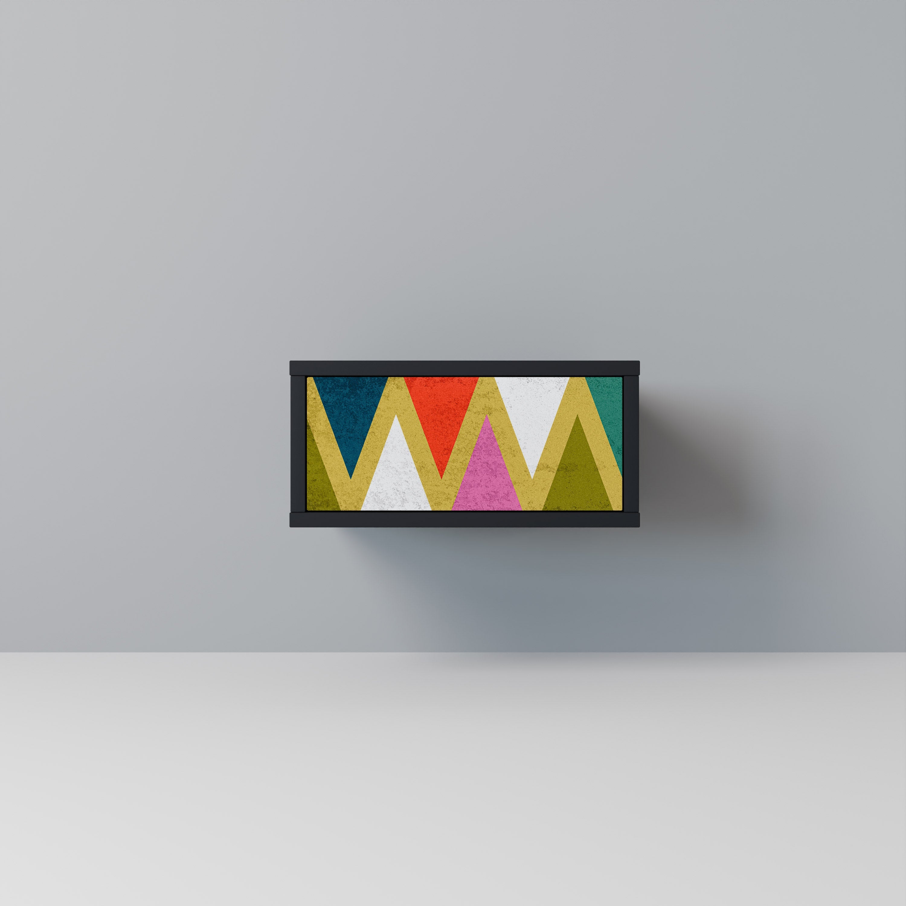 Κομοδίνο COLOURFUL TRIANGLES σε μαύρο φινίρισμα