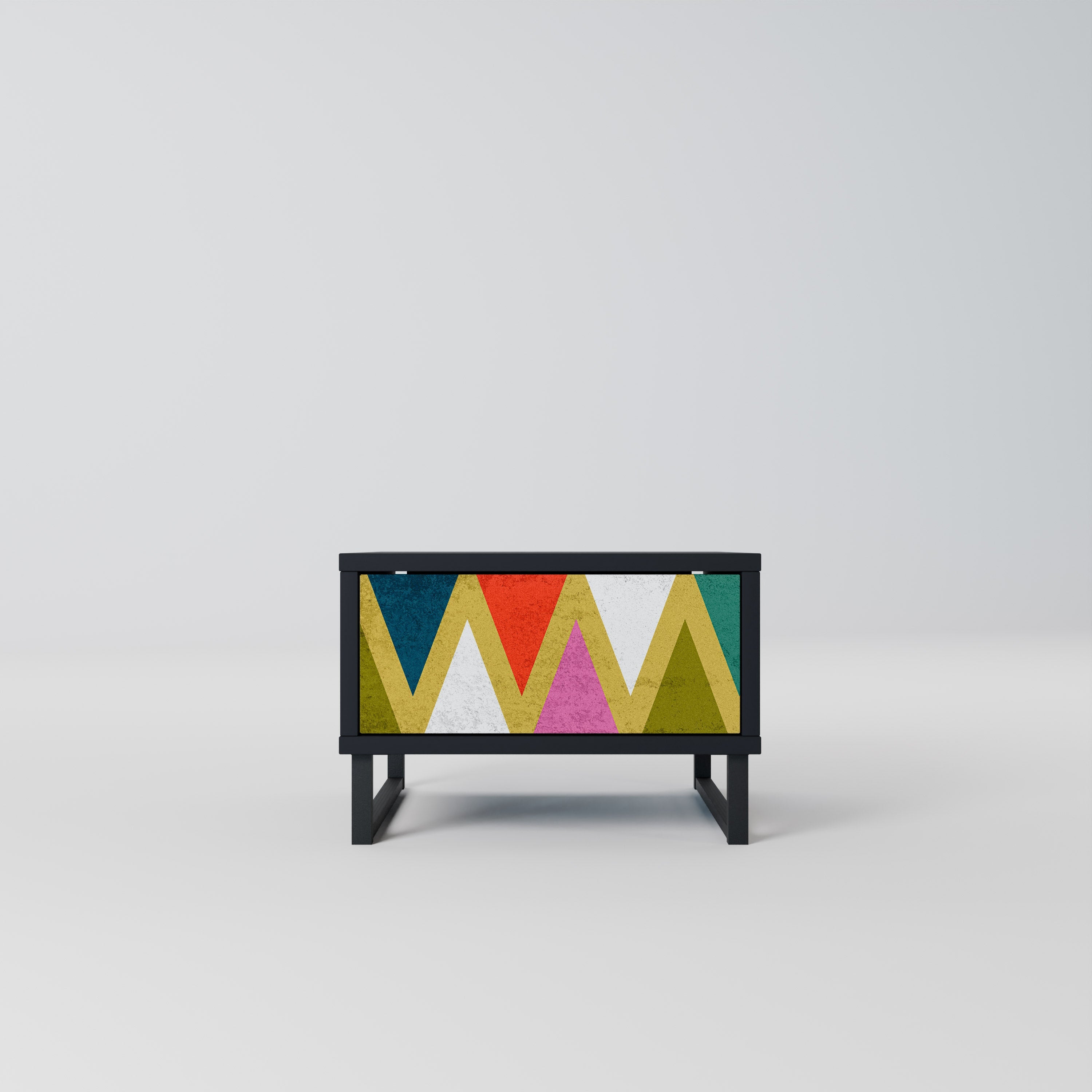 Κομοδίνο COLOURFUL TRIANGLES σε μαύρο φινίρισμα