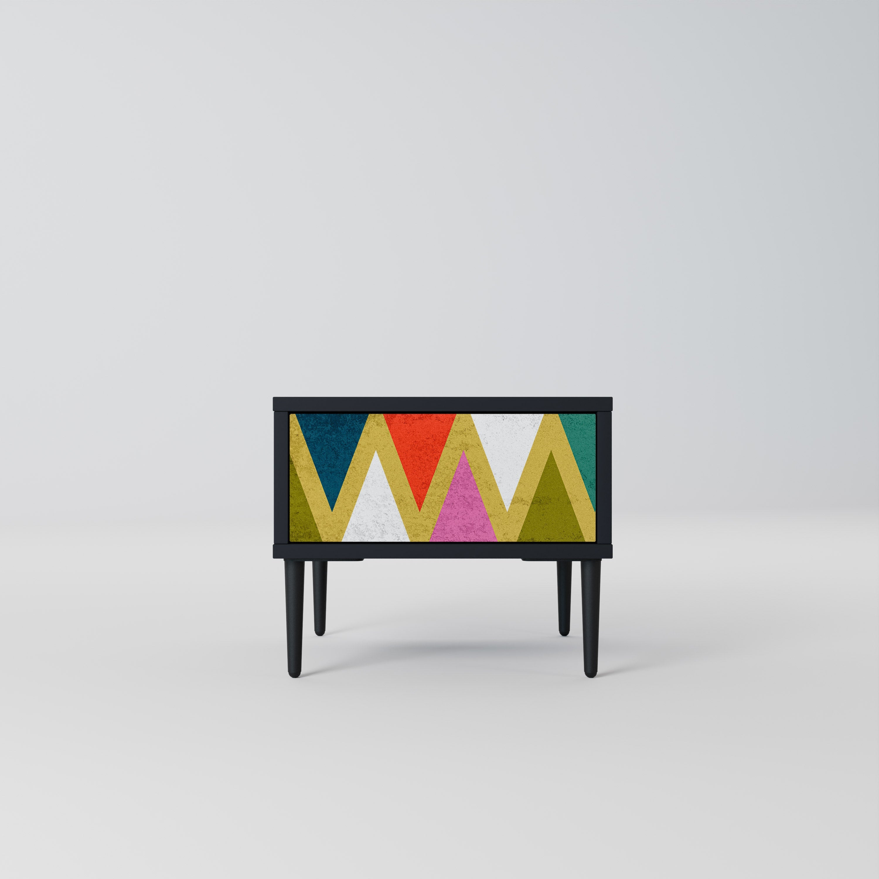 Κομοδίνο COLOURFUL TRIANGLES σε μαύρο φινίρισμα