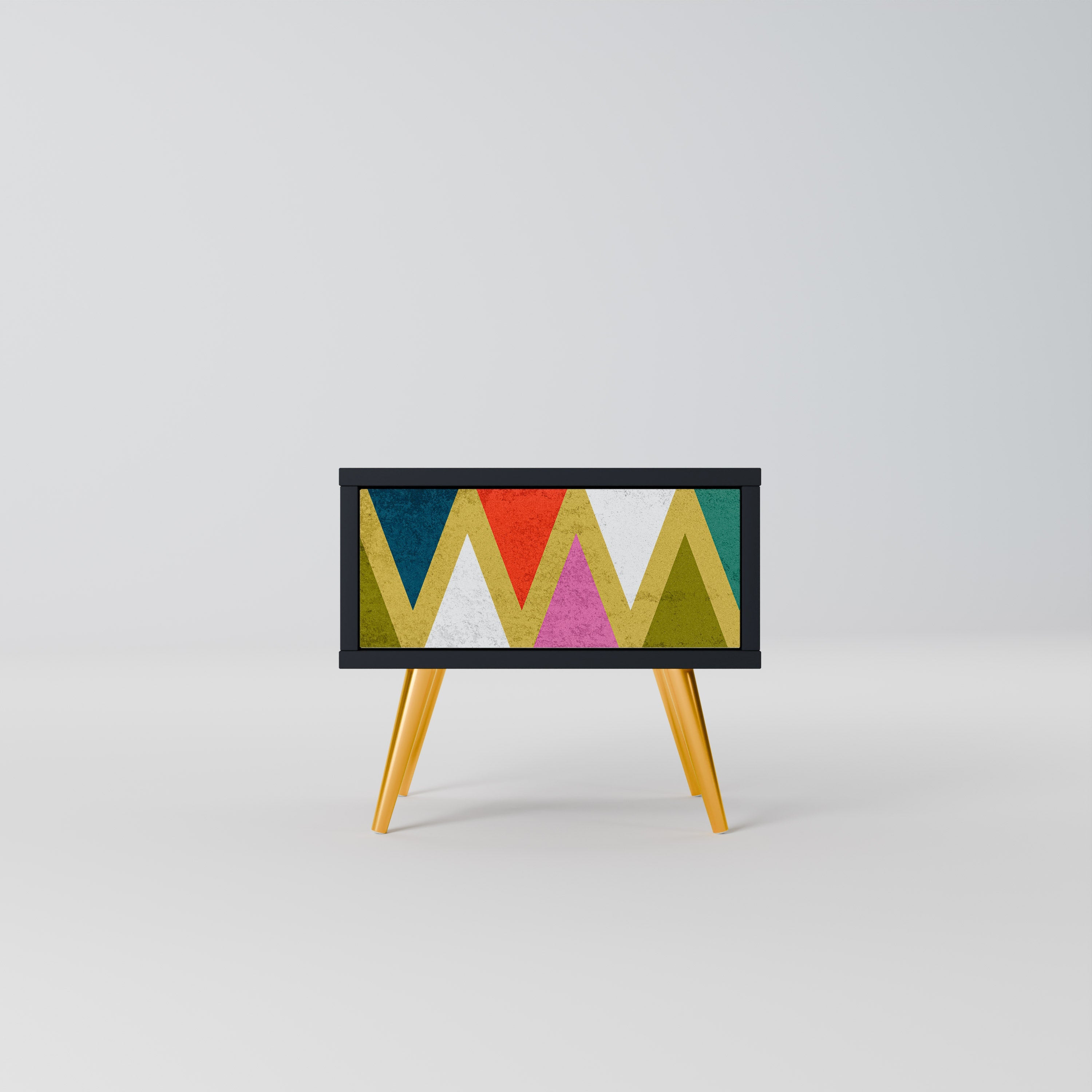 Κομοδίνο COLOURFUL TRIANGLES σε μαύρο φινίρισμα