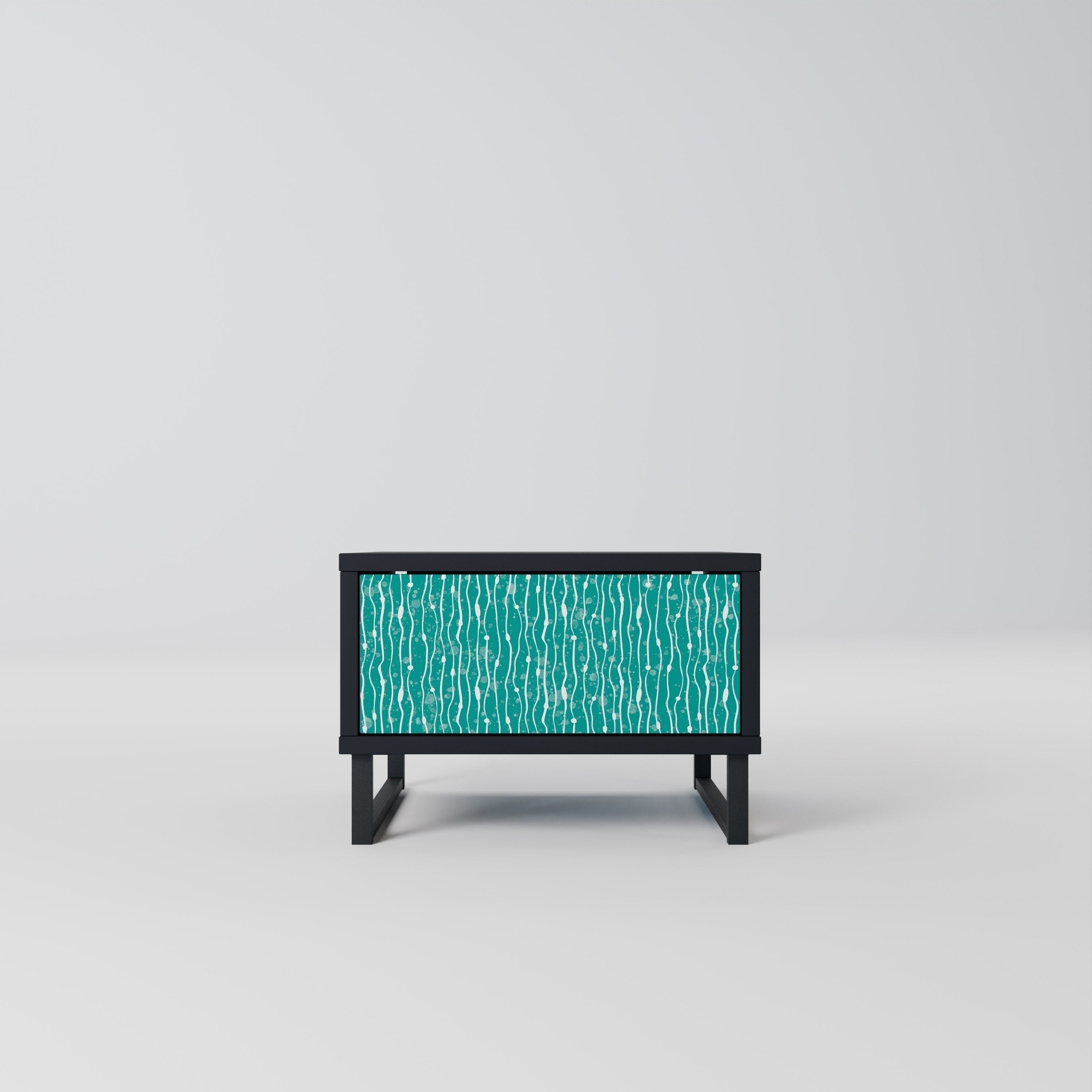 Κομοδίνο TURQUOISE RAIN σε μαύρο φινίρισμα