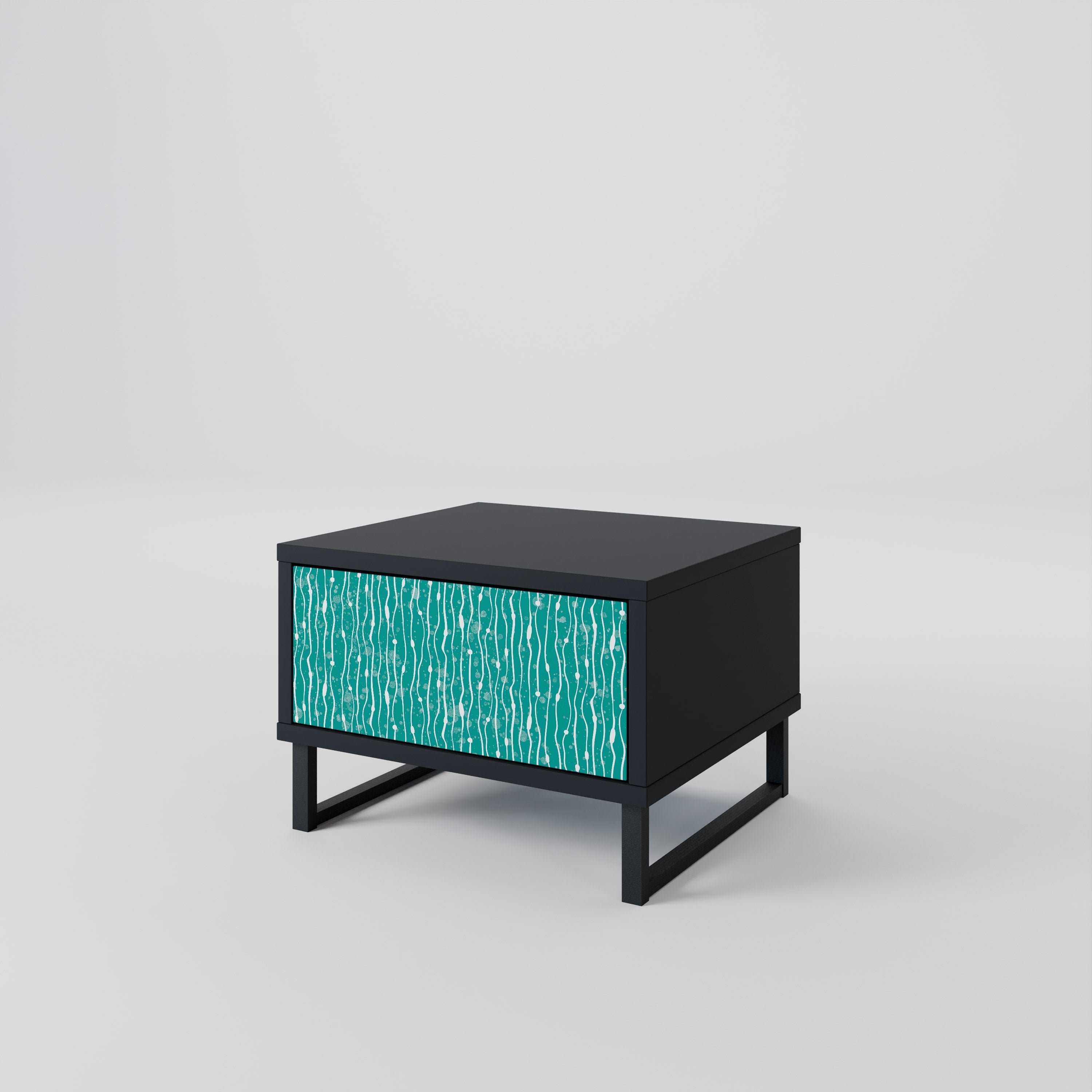 Κομοδίνο TURQUOISE RAIN σε μαύρο φινίρισμα
