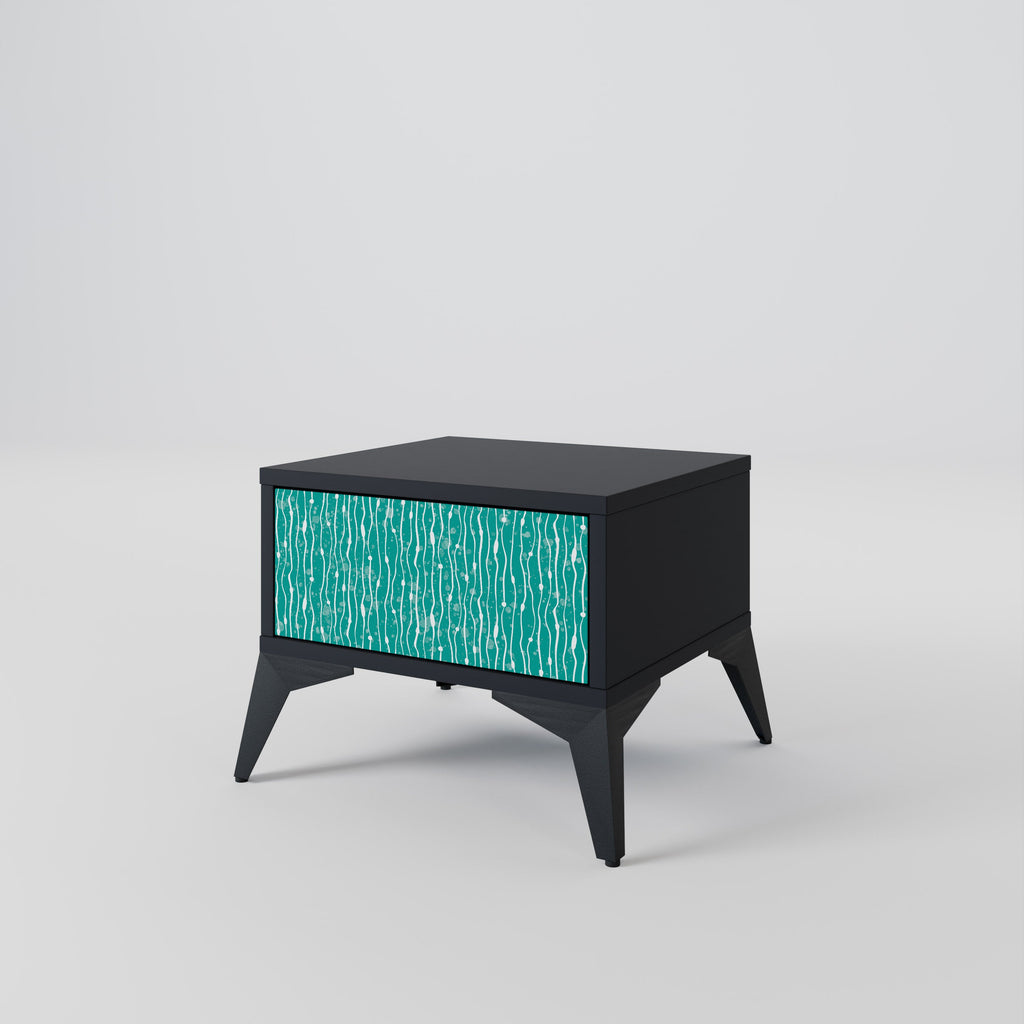Κομοδίνο TURQUOISE RAIN σε μαύρο φινίρισμα