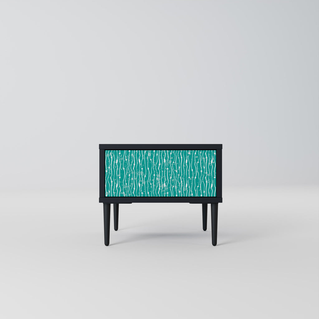 Κομοδίνο TURQUOISE RAIN σε μαύρο φινίρισμα