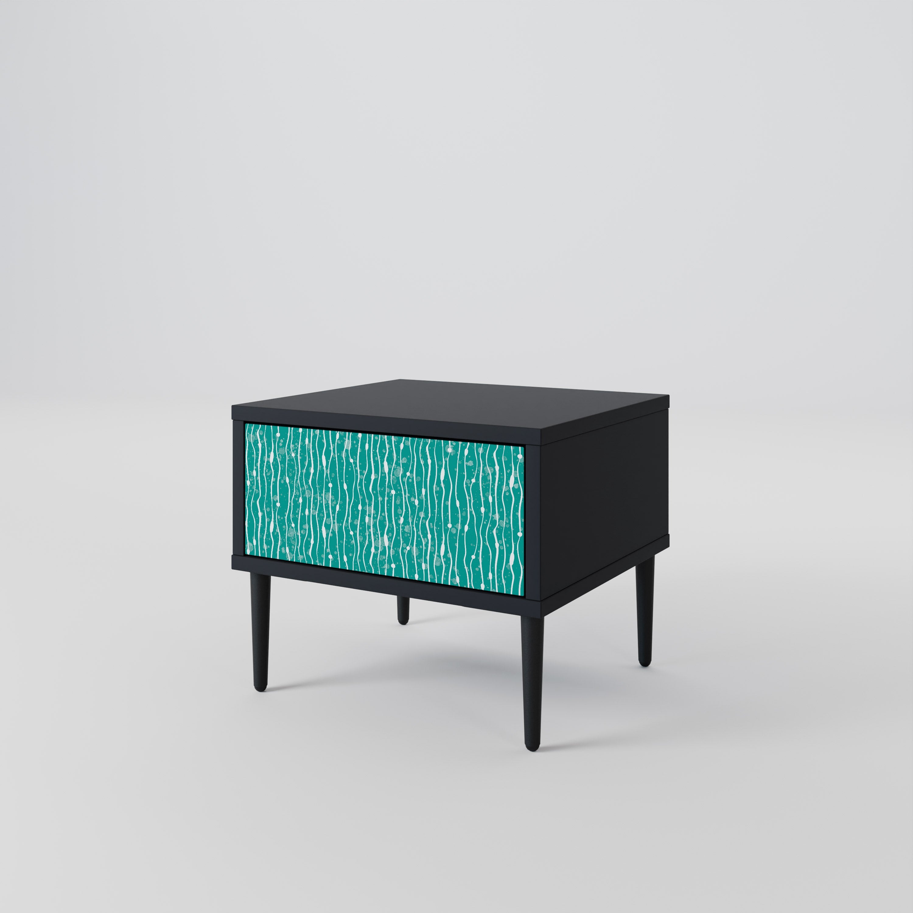 Κομοδίνο TURQUOISE RAIN σε μαύρο φινίρισμα