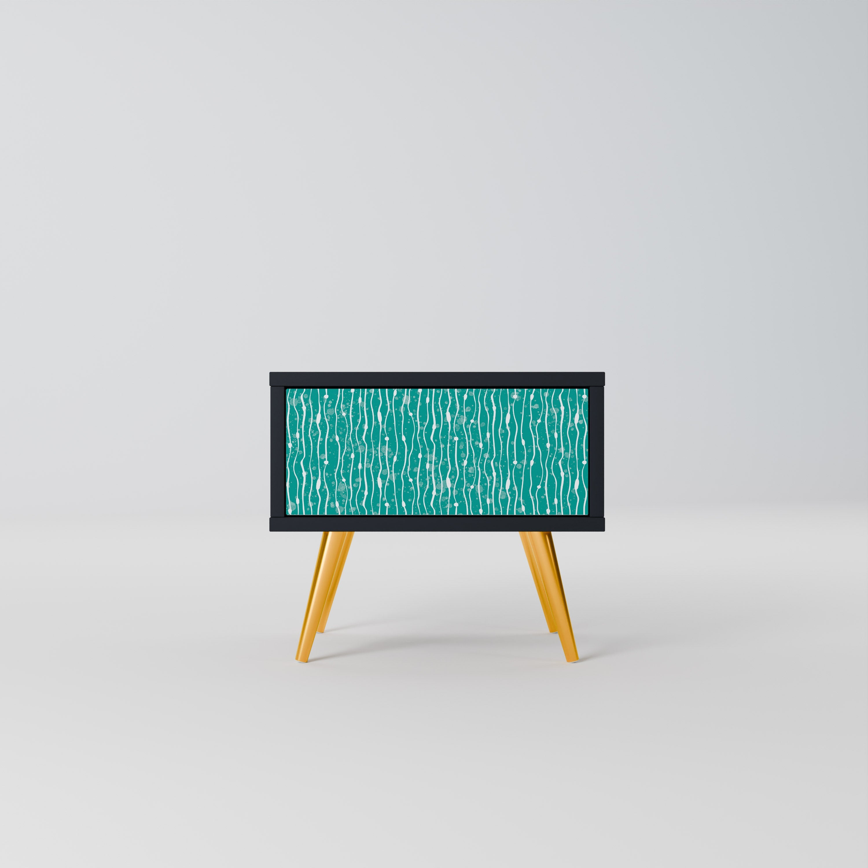 Κομοδίνο TURQUOISE RAIN σε μαύρο φινίρισμα