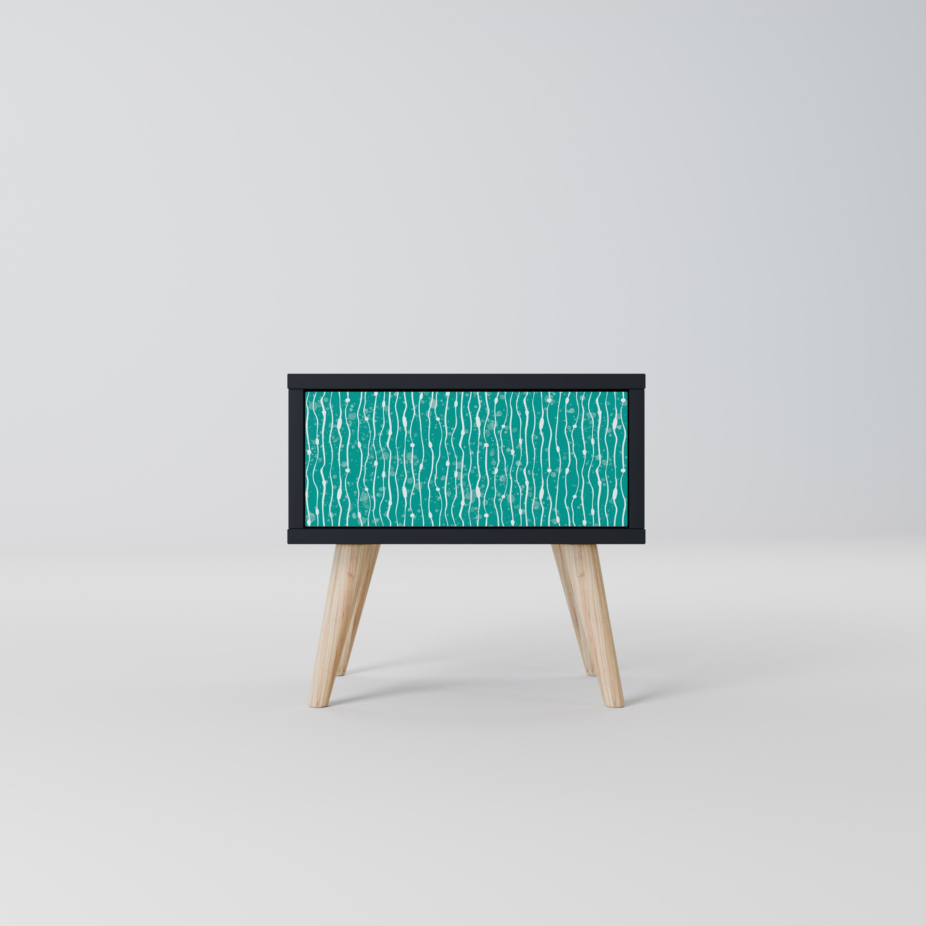 Κομοδίνο TURQUOISE RAIN σε μαύρο φινίρισμα