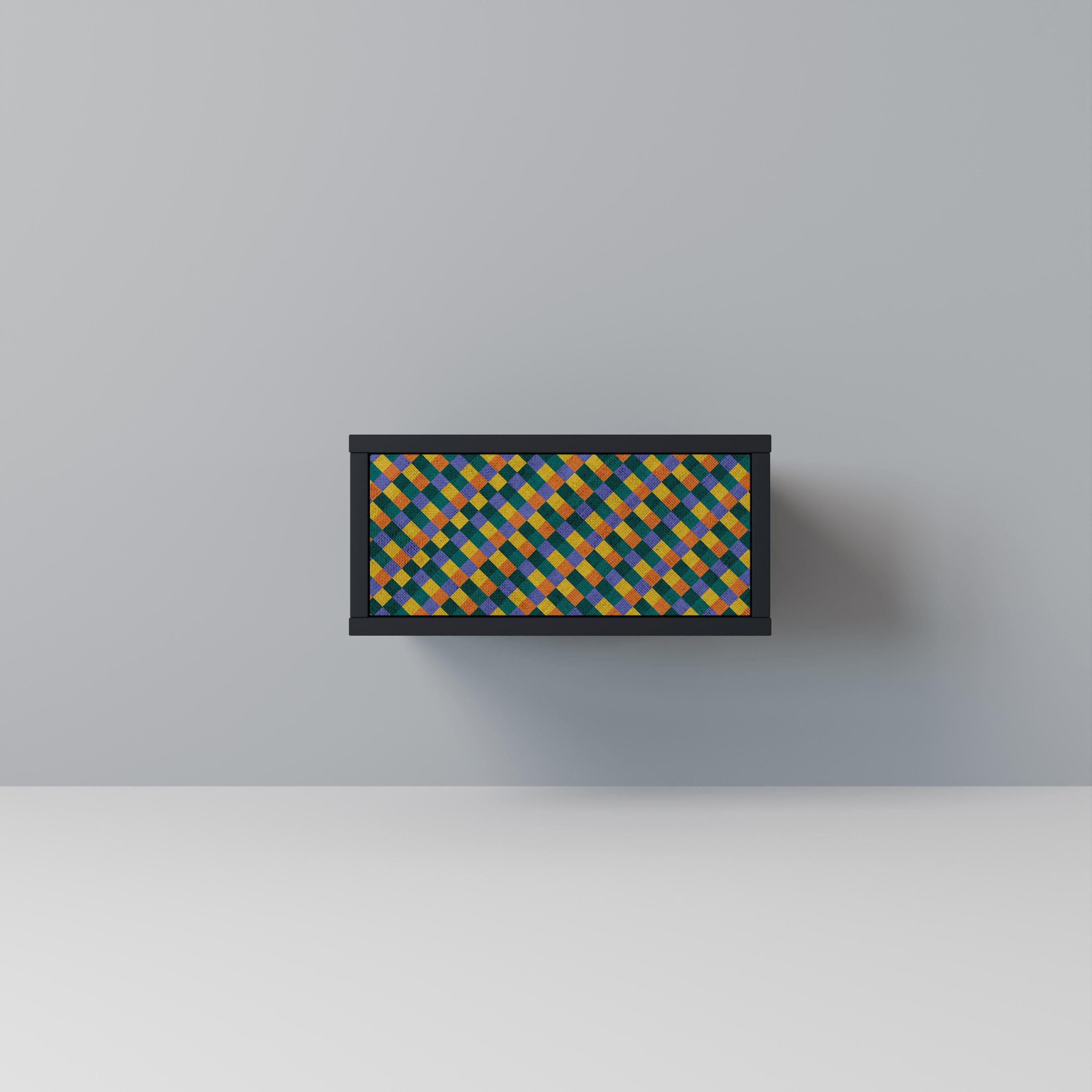 Κομοδίνο PAINTED SQUARES MIX σε μαύρο φινίρισμα