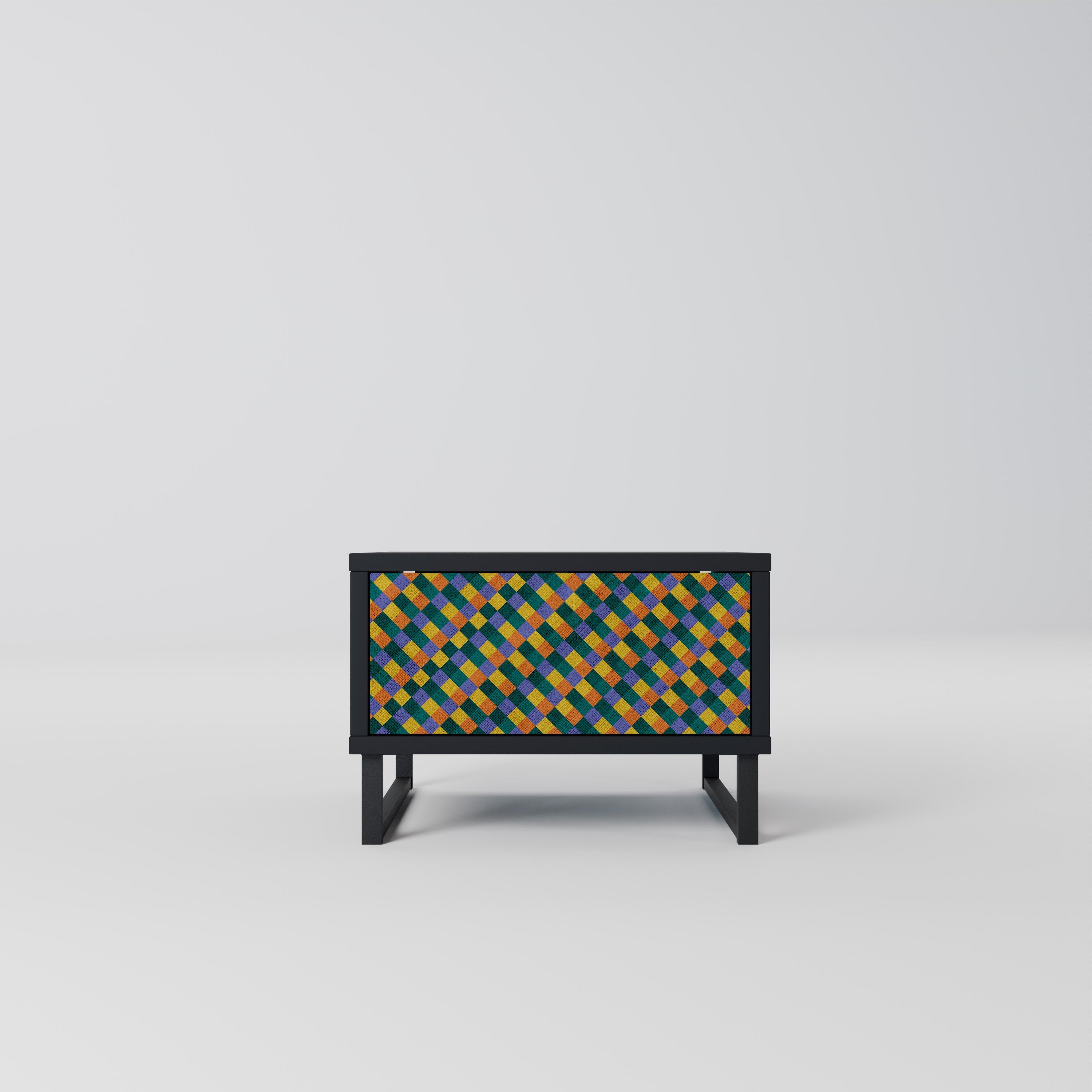 Κομοδίνο PAINTED SQUARES MIX σε μαύρο φινίρισμα