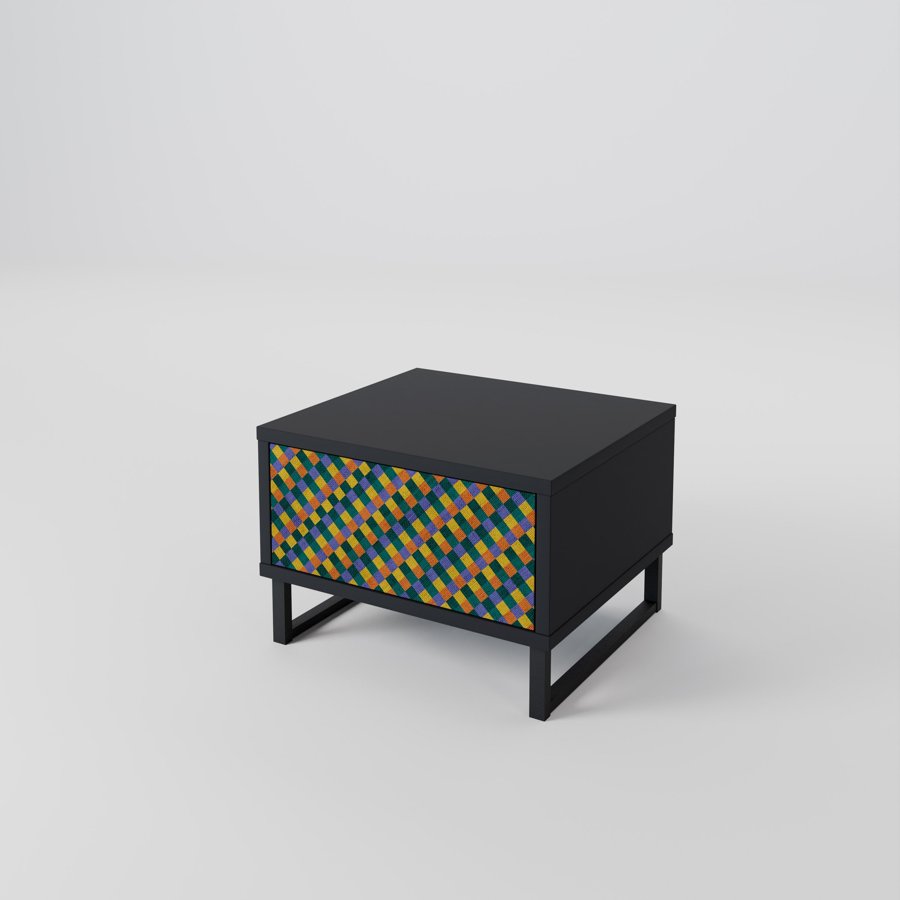 Κομοδίνο PAINTED SQUARES MIX σε μαύρο φινίρισμα