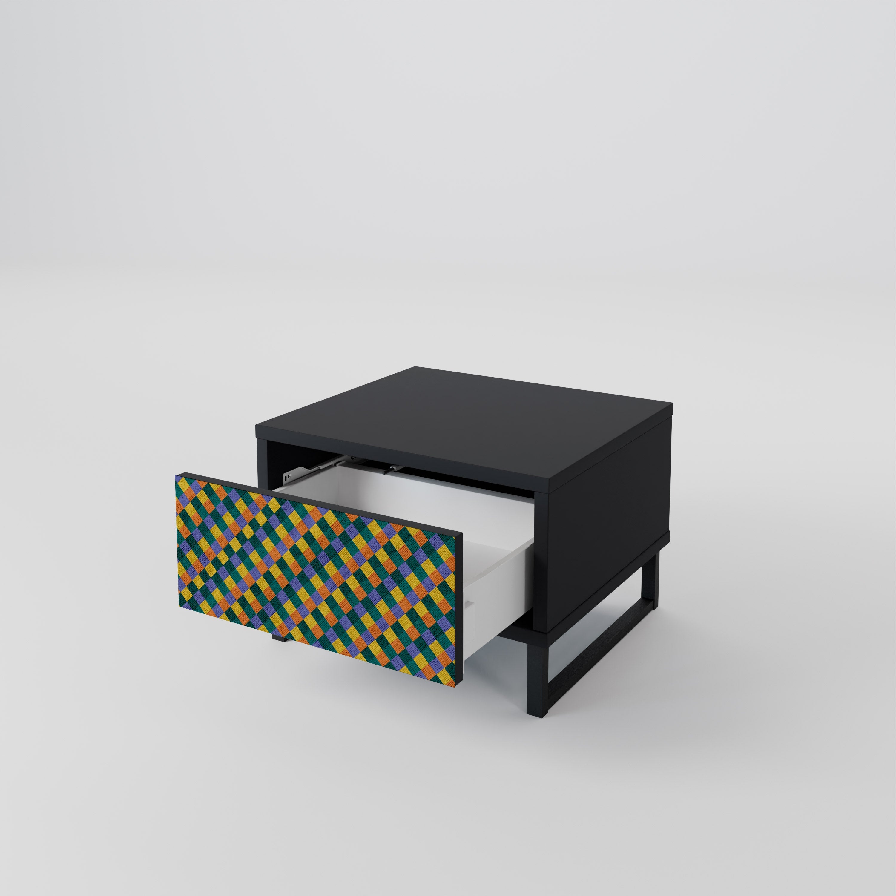 Κομοδίνο PAINTED SQUARES MIX σε μαύρο φινίρισμα