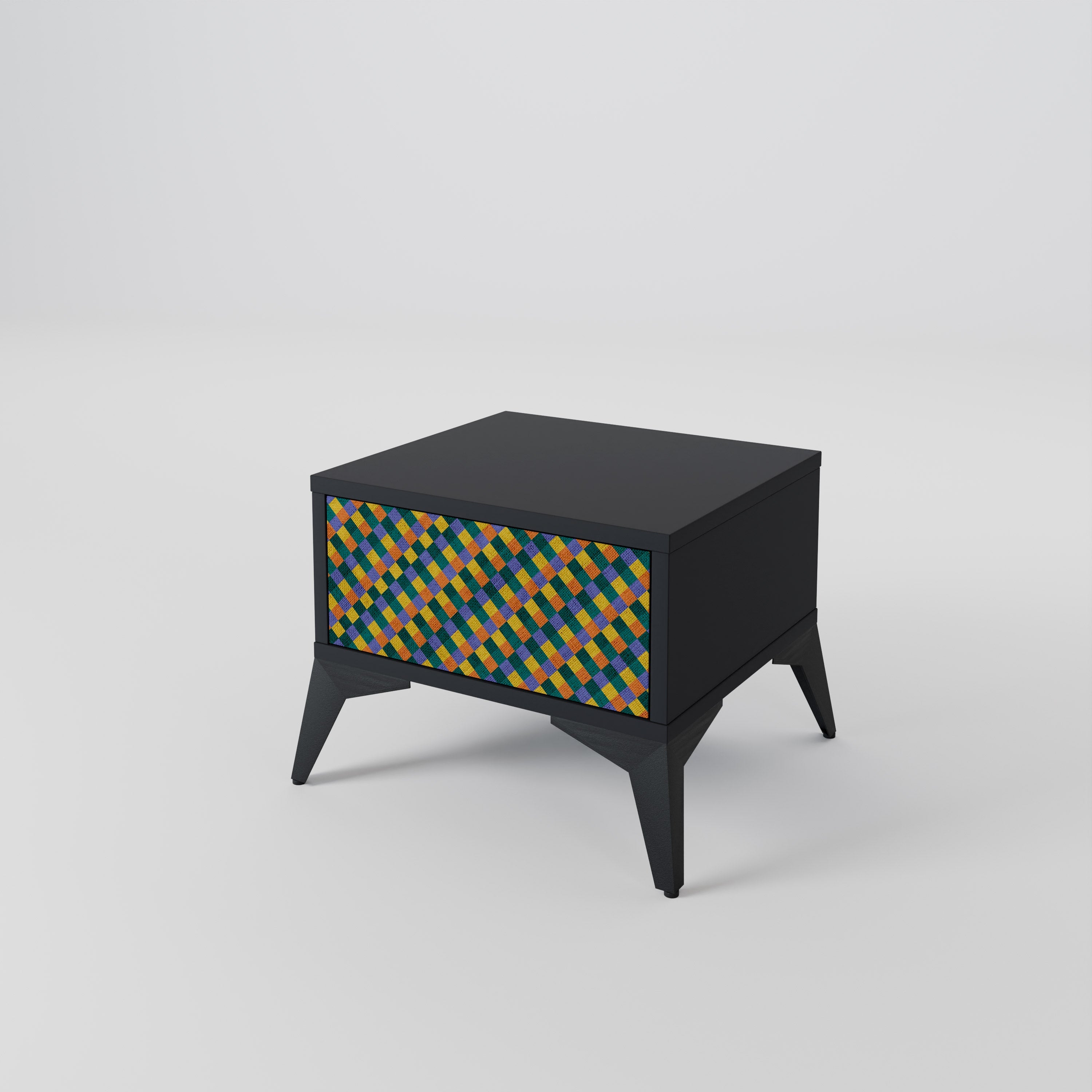 Κομοδίνο PAINTED SQUARES MIX σε μαύρο φινίρισμα