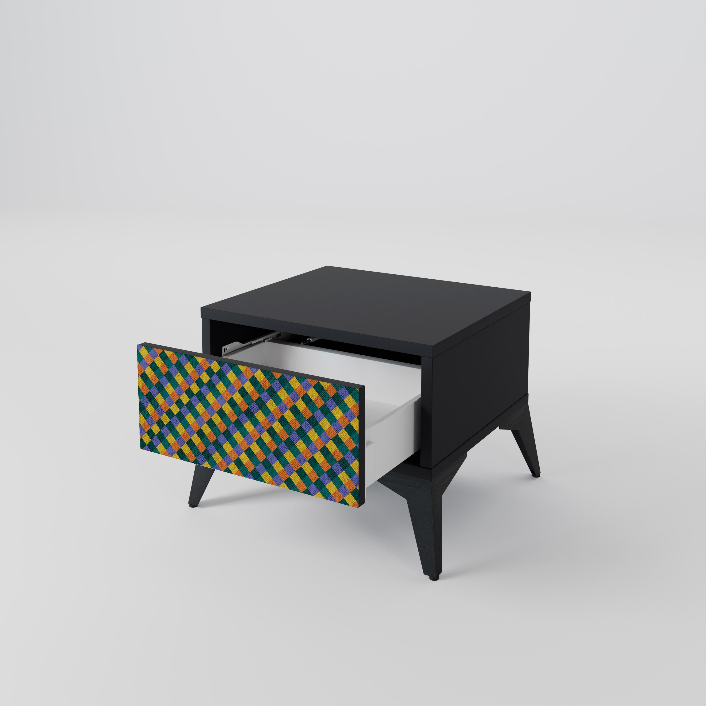 Κομοδίνο PAINTED SQUARES MIX σε μαύρο φινίρισμα