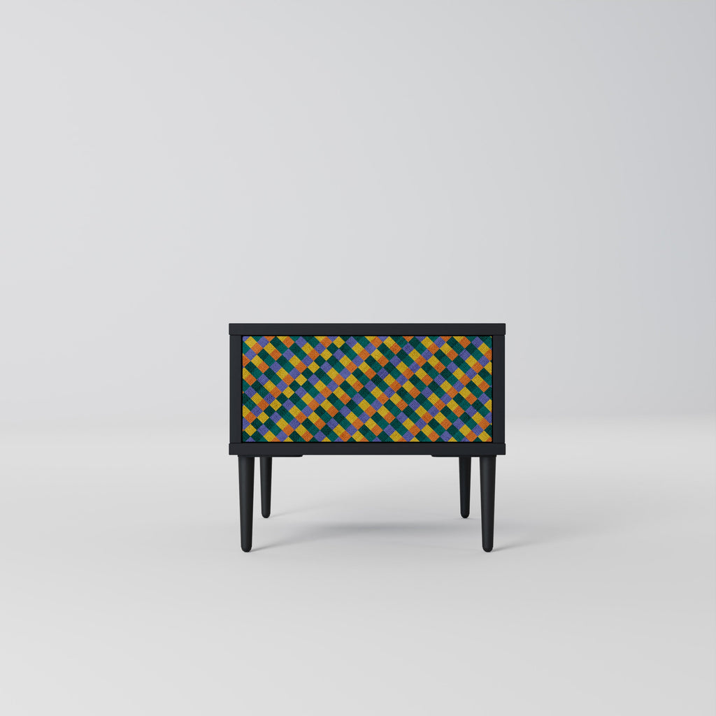Κομοδίνο PAINTED SQUARES MIX σε μαύρο φινίρισμα