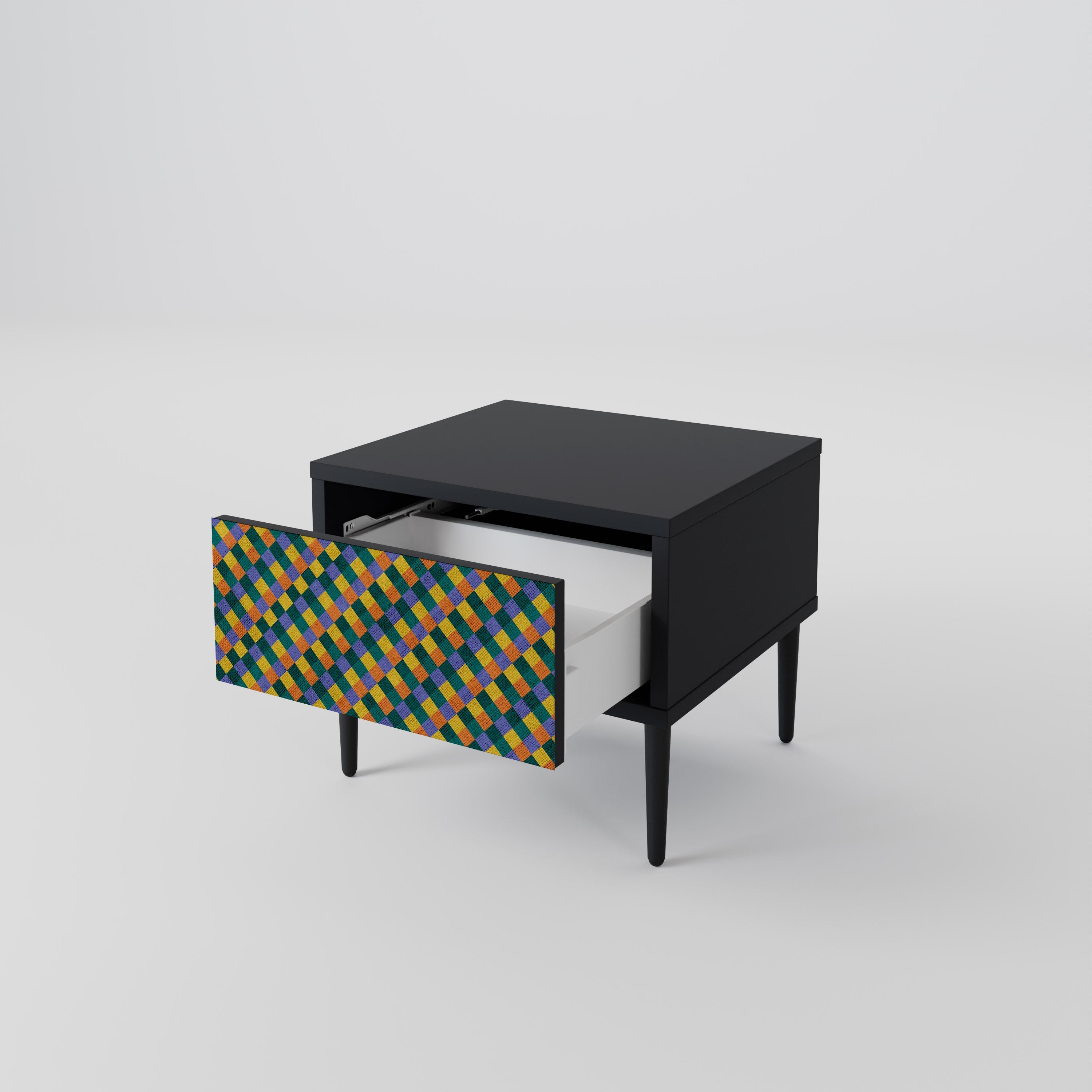 Κομοδίνο PAINTED SQUARES MIX σε μαύρο φινίρισμα