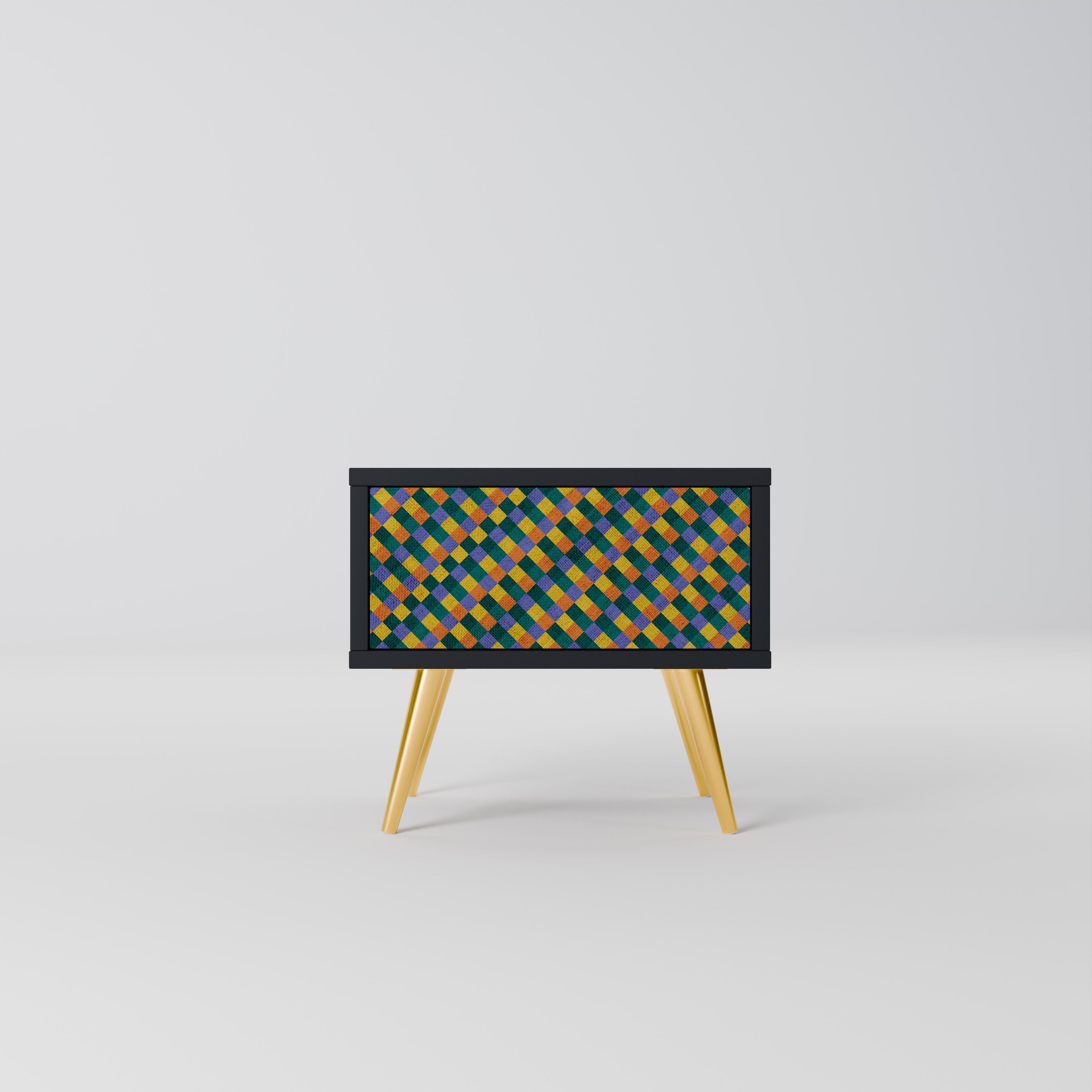 Κομοδίνο PAINTED SQUARES MIX σε μαύρο φινίρισμα