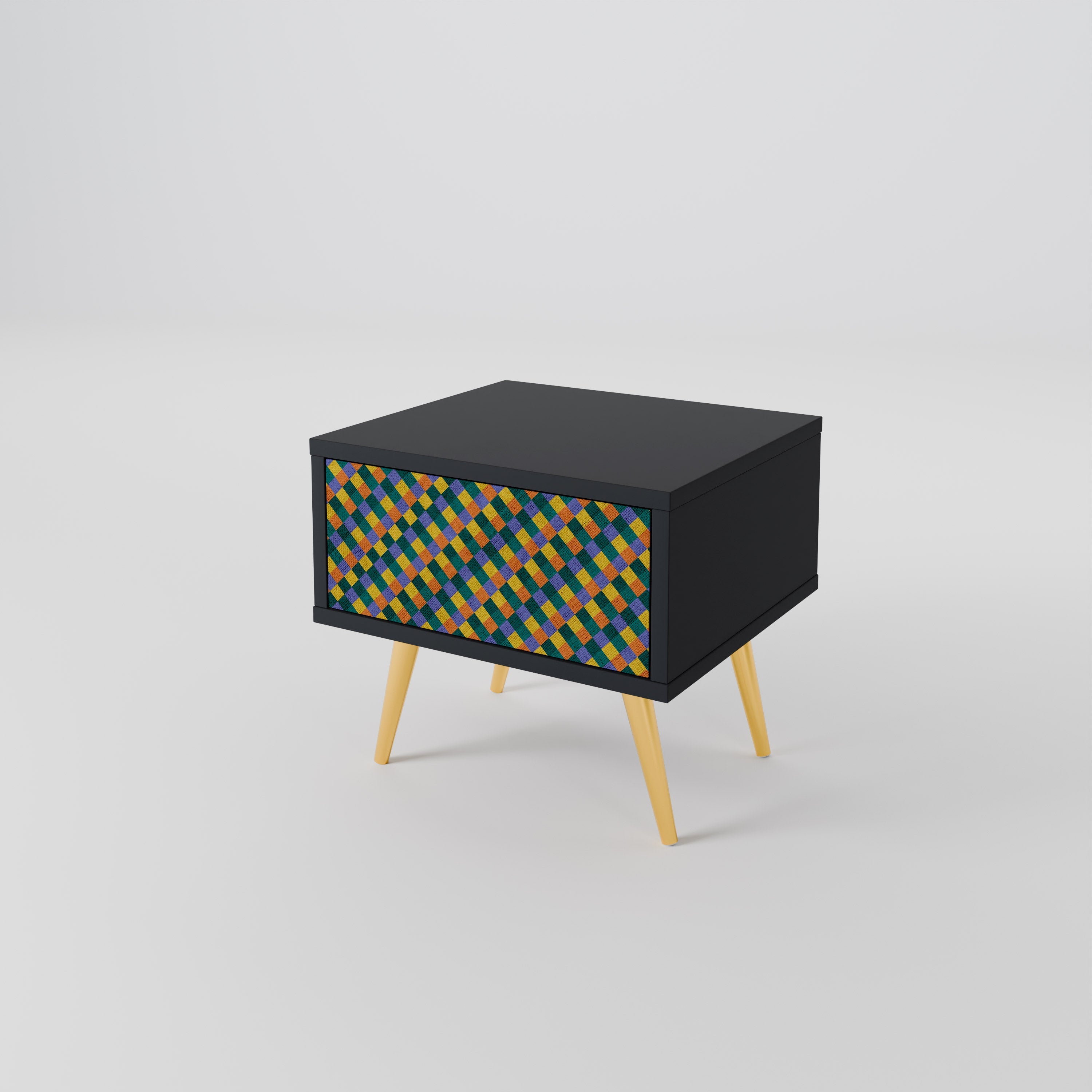 Κομοδίνο PAINTED SQUARES MIX σε μαύρο φινίρισμα