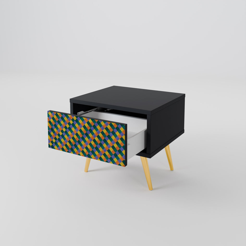 Κομοδίνο PAINTED SQUARES MIX σε μαύρο φινίρισμα