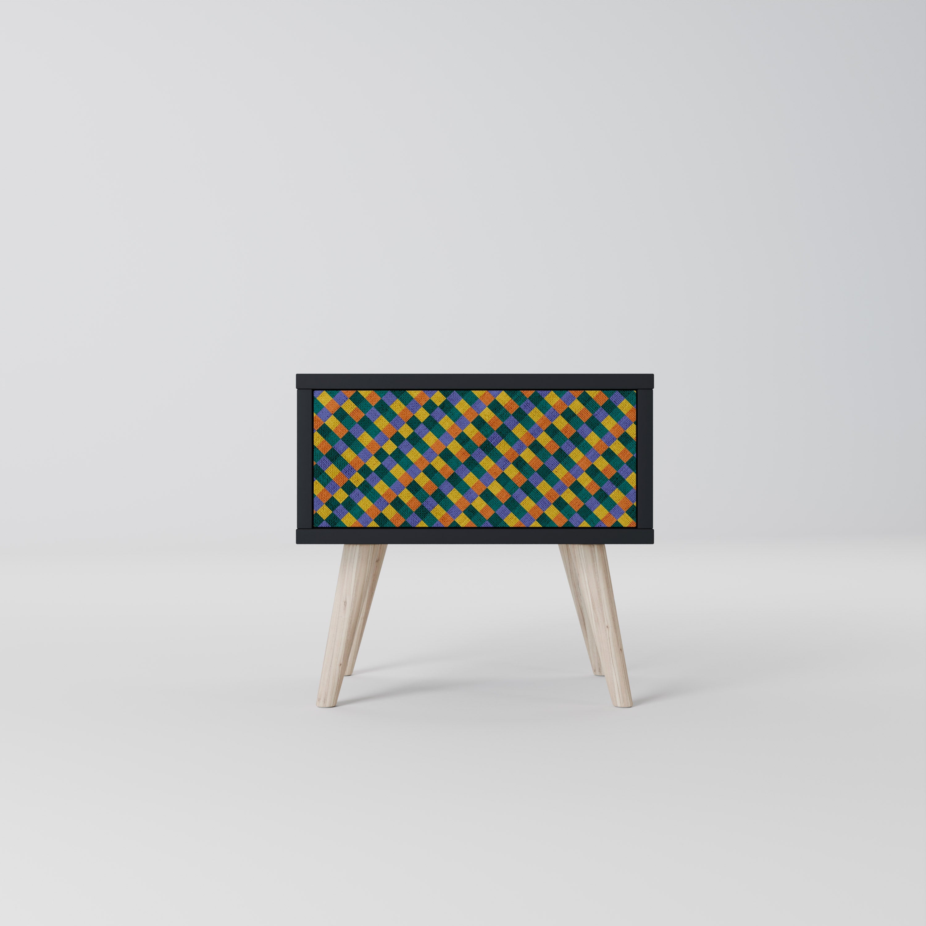 Κομοδίνο PAINTED SQUARES MIX σε μαύρο φινίρισμα