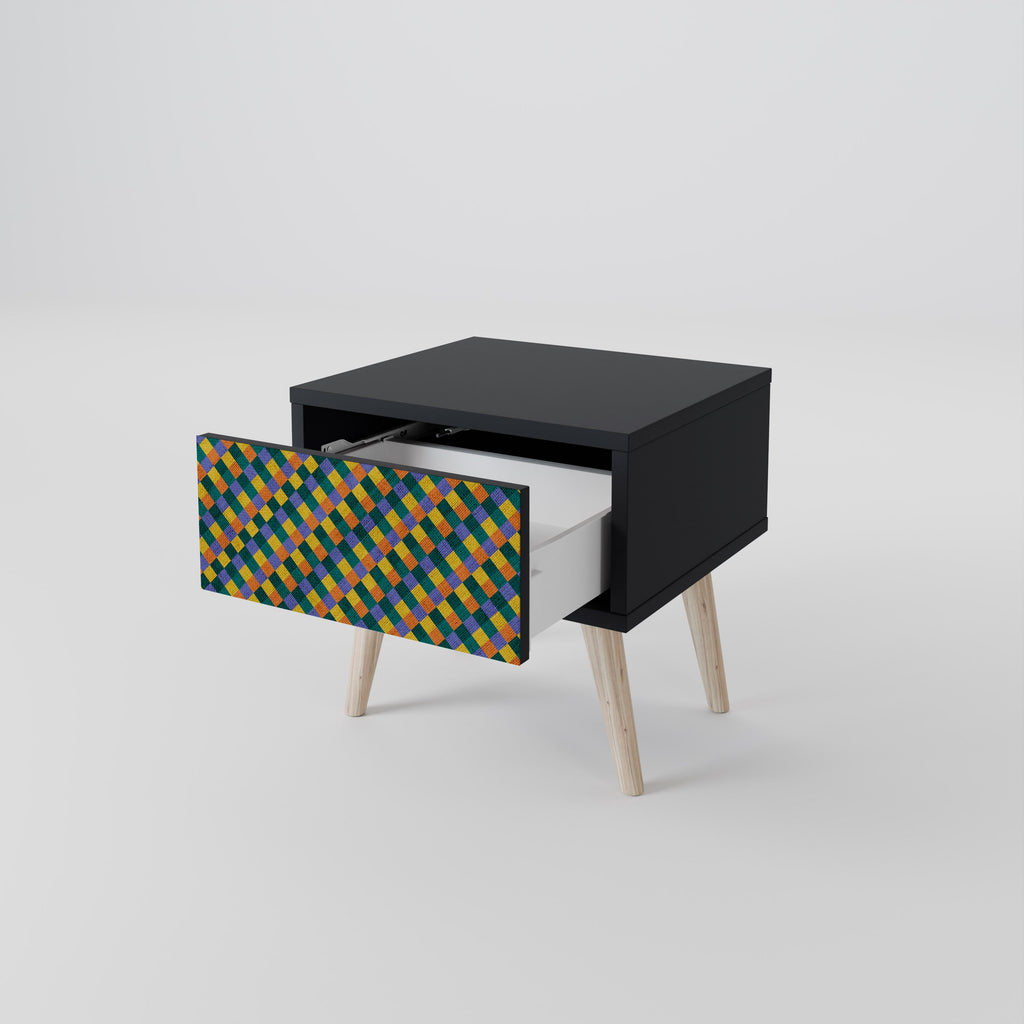 Κομοδίνο PAINTED SQUARES MIX σε μαύρο φινίρισμα