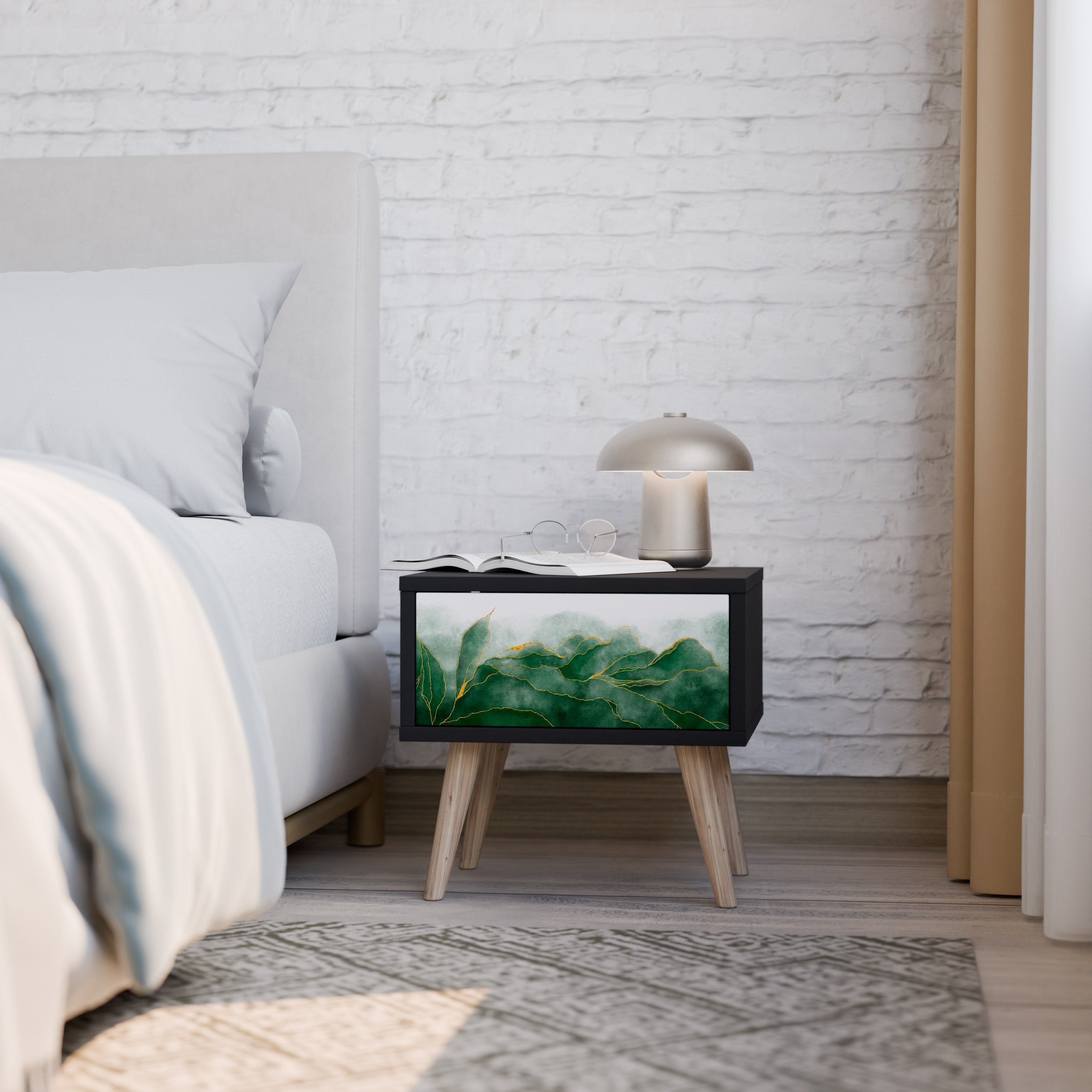 EXPENSIVE NATURE Nightstand in Black Finish