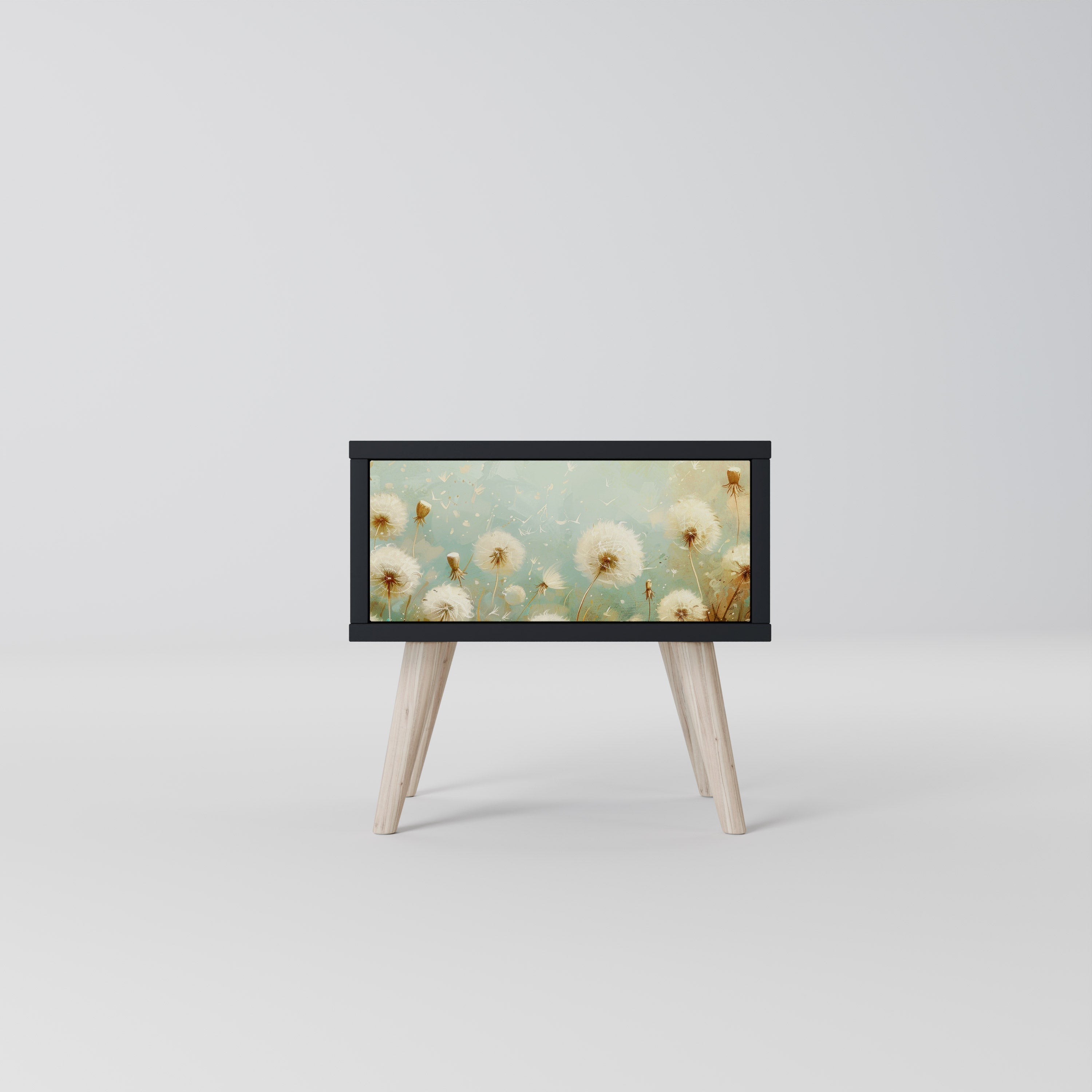 DREAMY MEADOW Nightstand in Black Finish