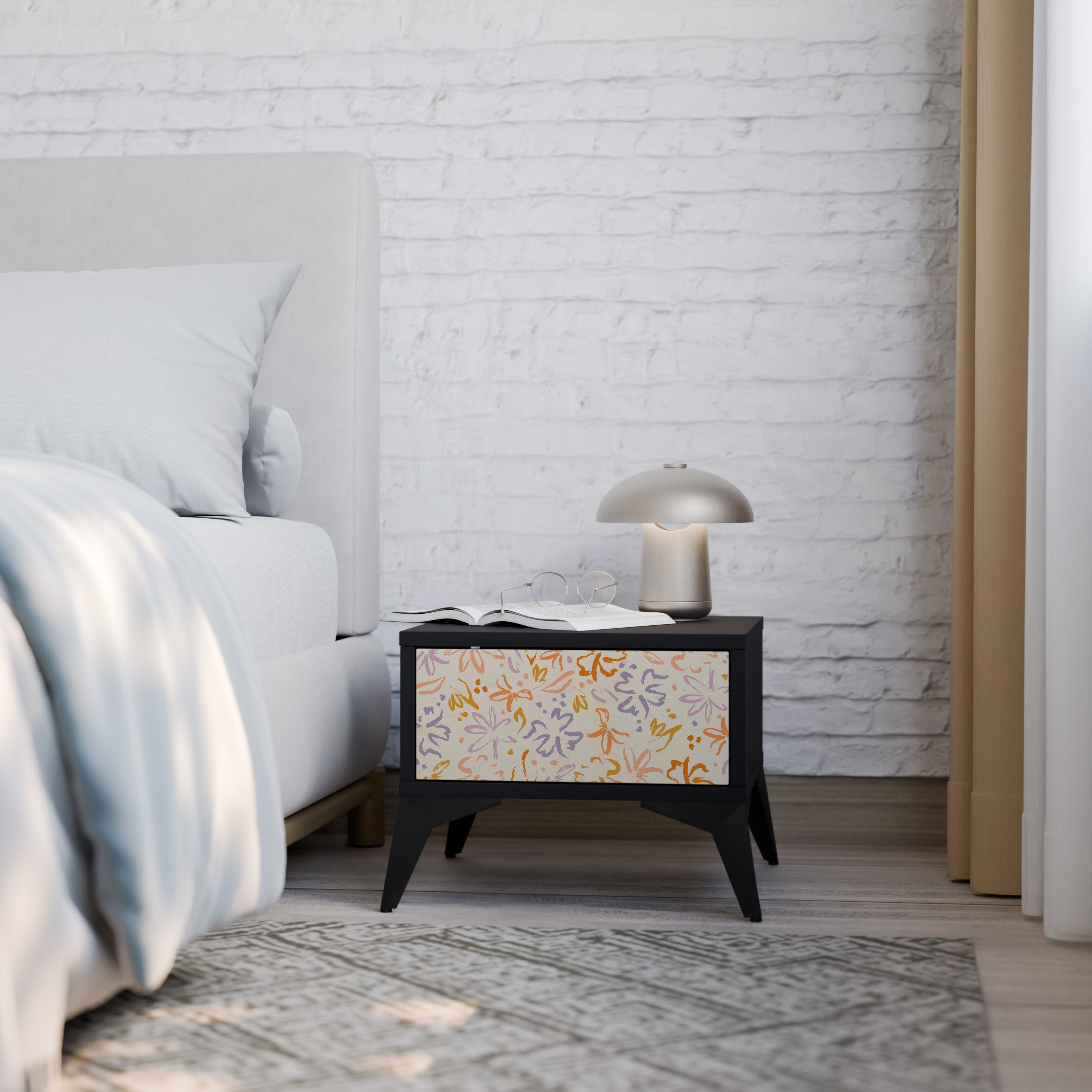 SPRING WHIMSY Nightstand in Black Finish
