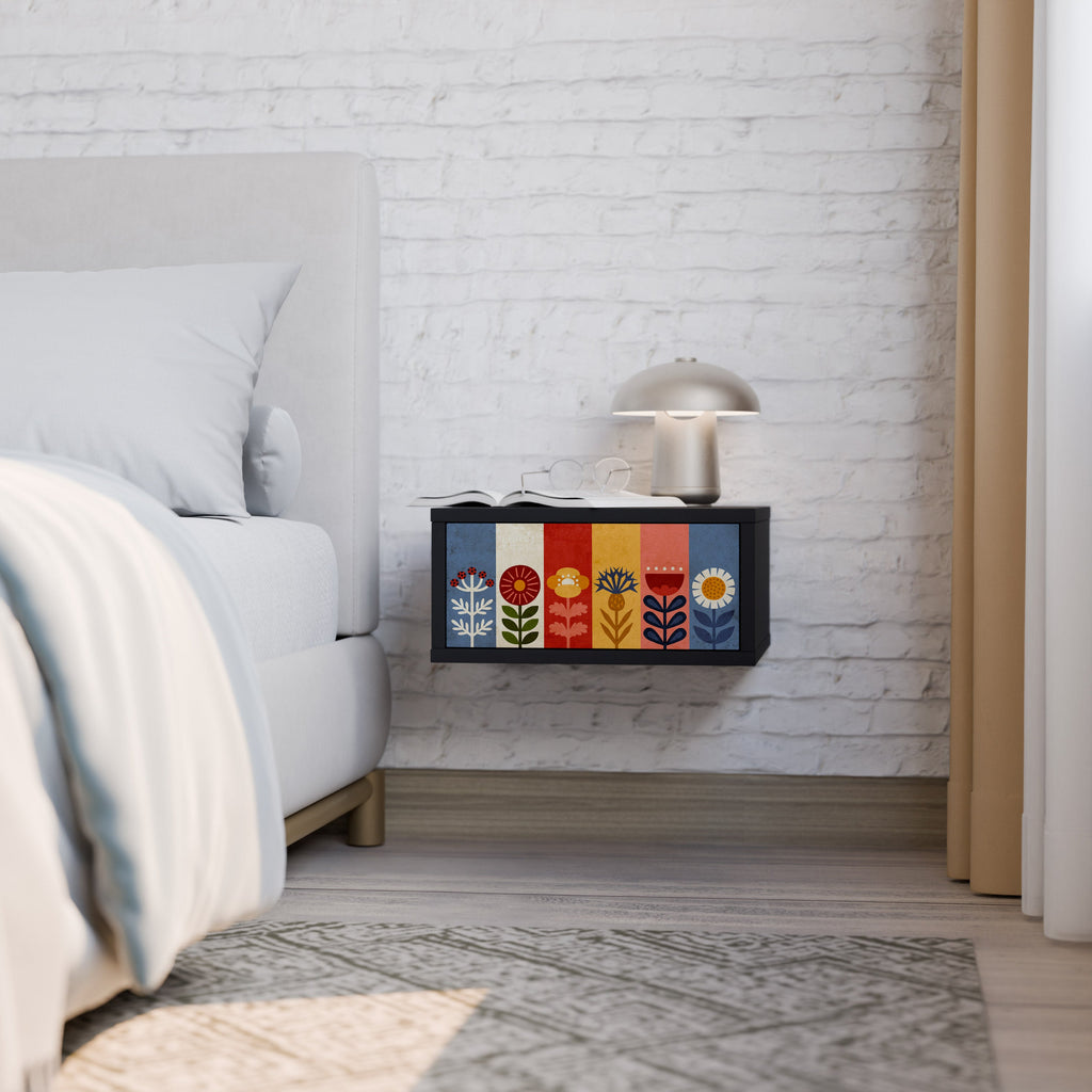 SCANDIC FLOWERET Nightstand in Black Finish