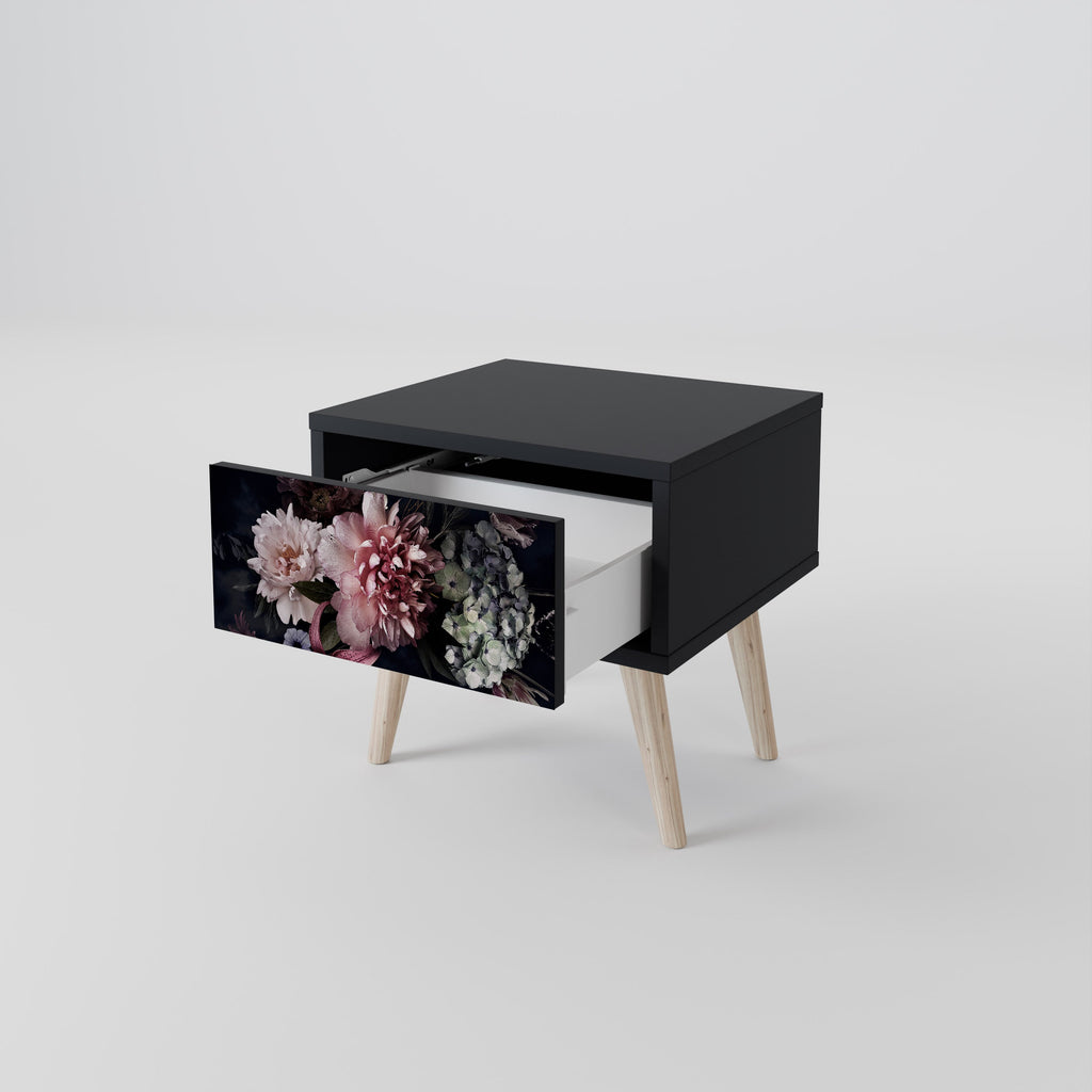 PURE BLOSSOM Nightstand in Black Finish