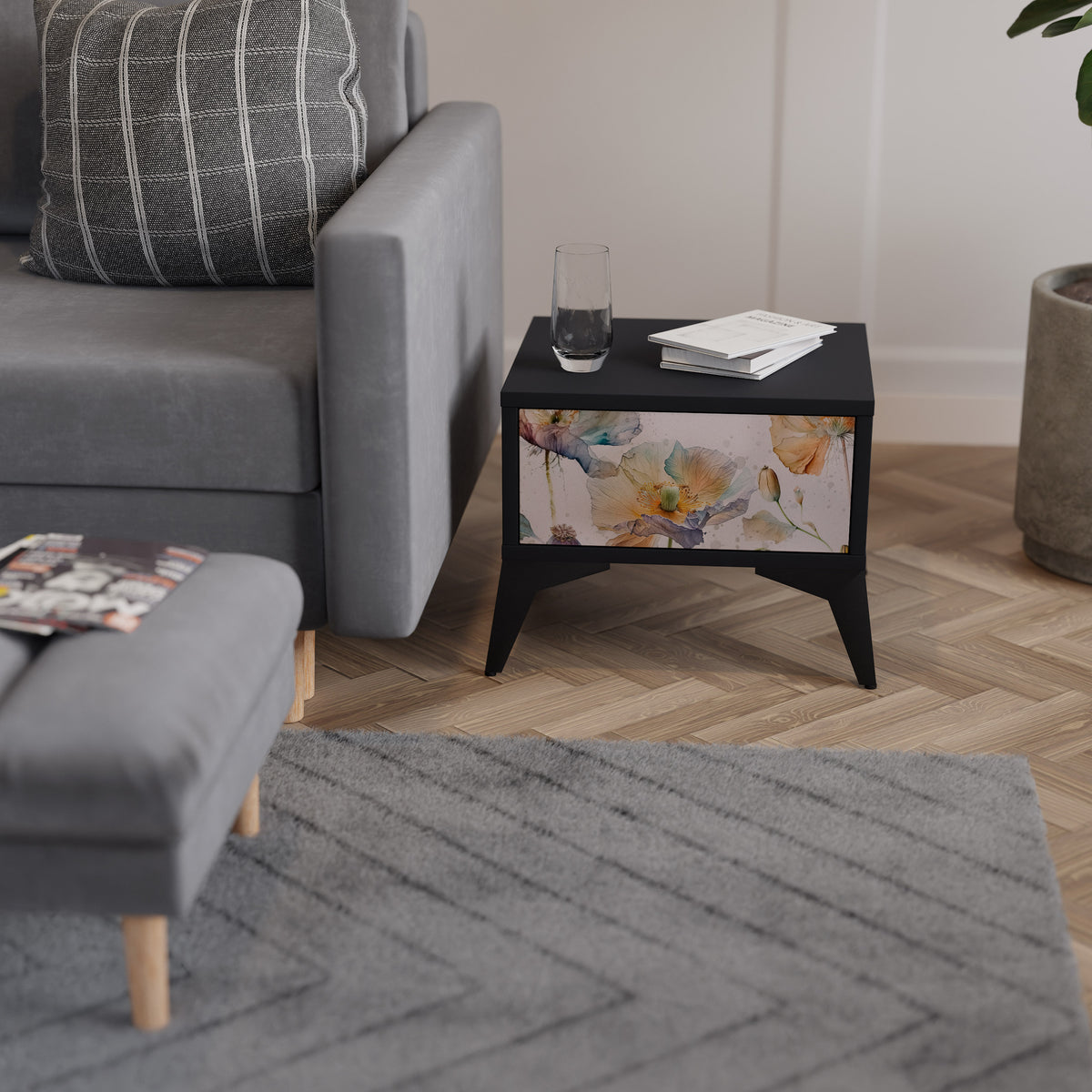 SOFTEN POPPY Κομοδίνο με συρτάρι