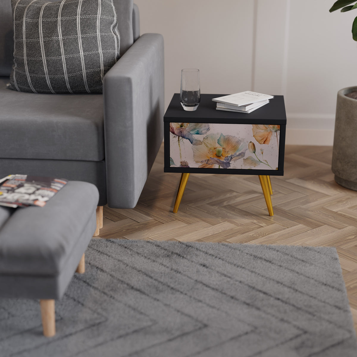 SOFTEN POPPY Κομοδίνο με συρτάρι