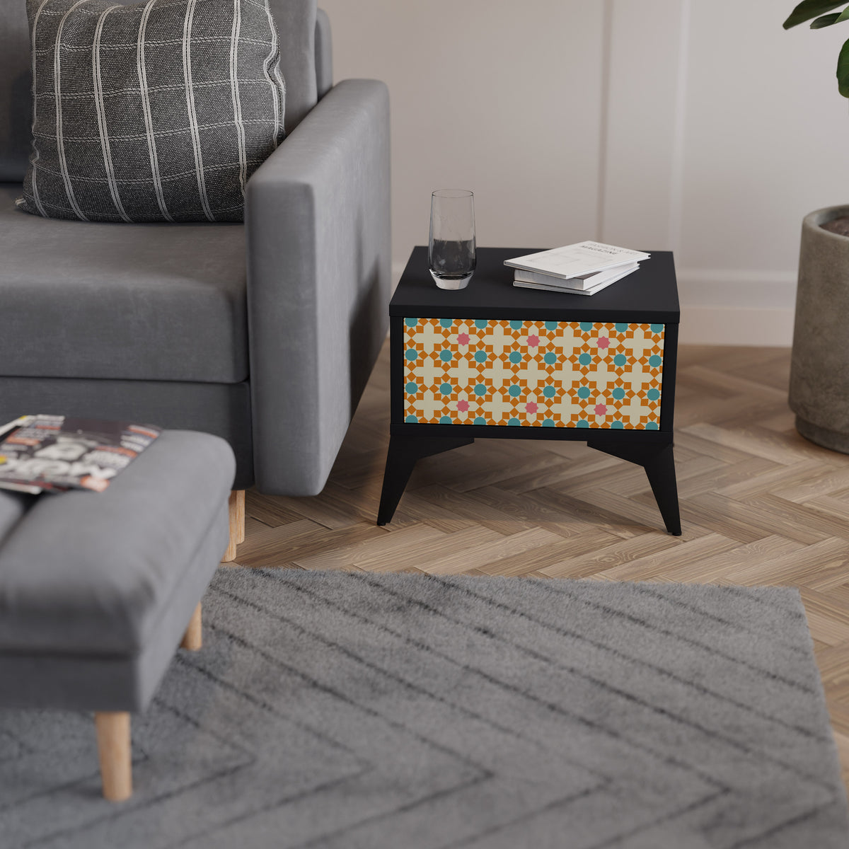 FLORAL DECOR Κομοδίνο με συρτάρι