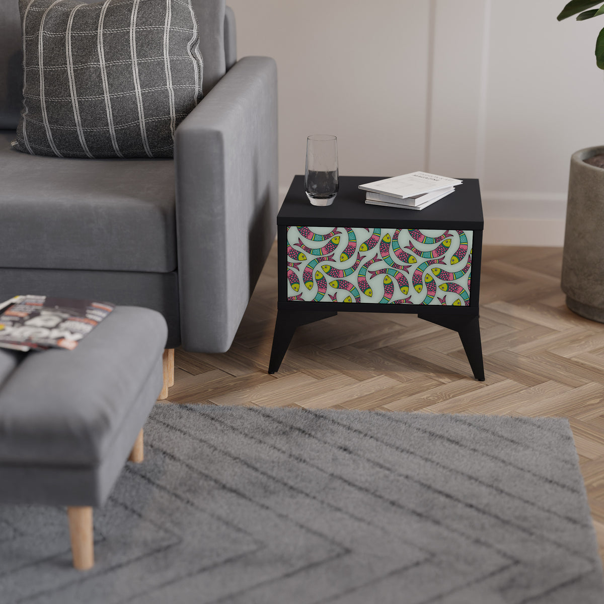 INDIAN FISH Κομοδίνο με συρτάρι